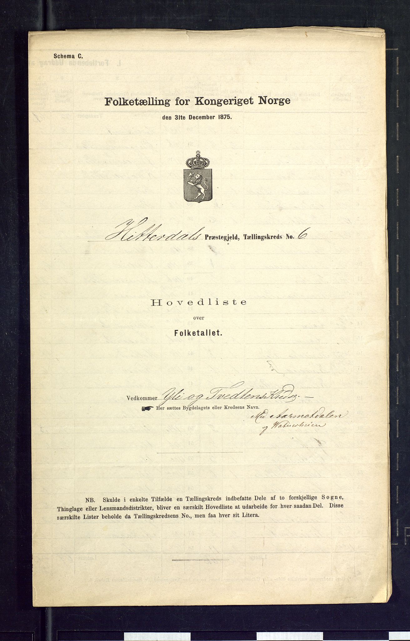 SAKO, Folketelling 1875 for 0823P Heddal prestegjeld, 1875, s. 26