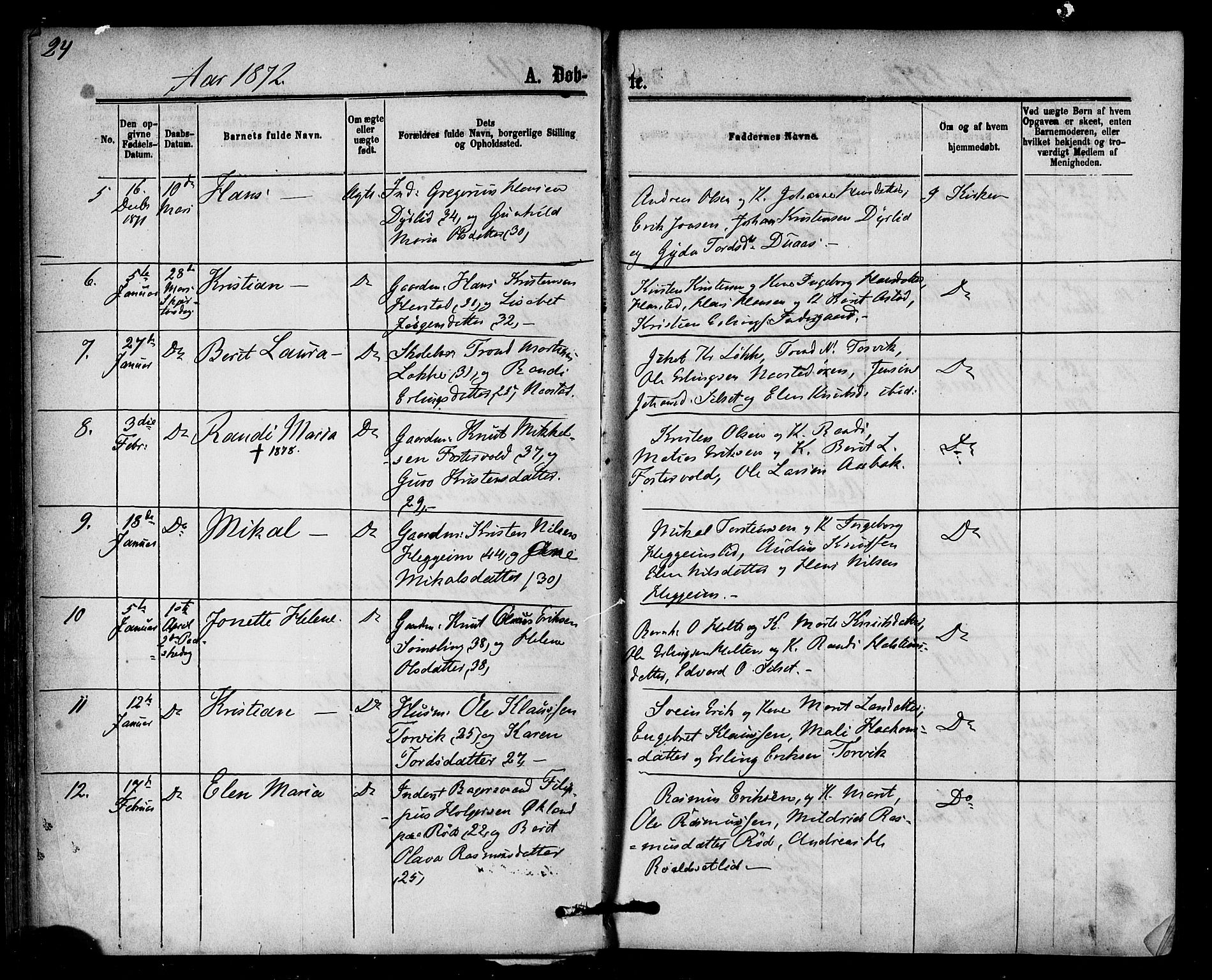 Ministerialprotokoller, klokkerbøker og fødselsregistre - Møre og Romsdal, AV/SAT-A-1454/584/L0966: Ministerialbok nr. 584A06, 1869-1878, s. 24