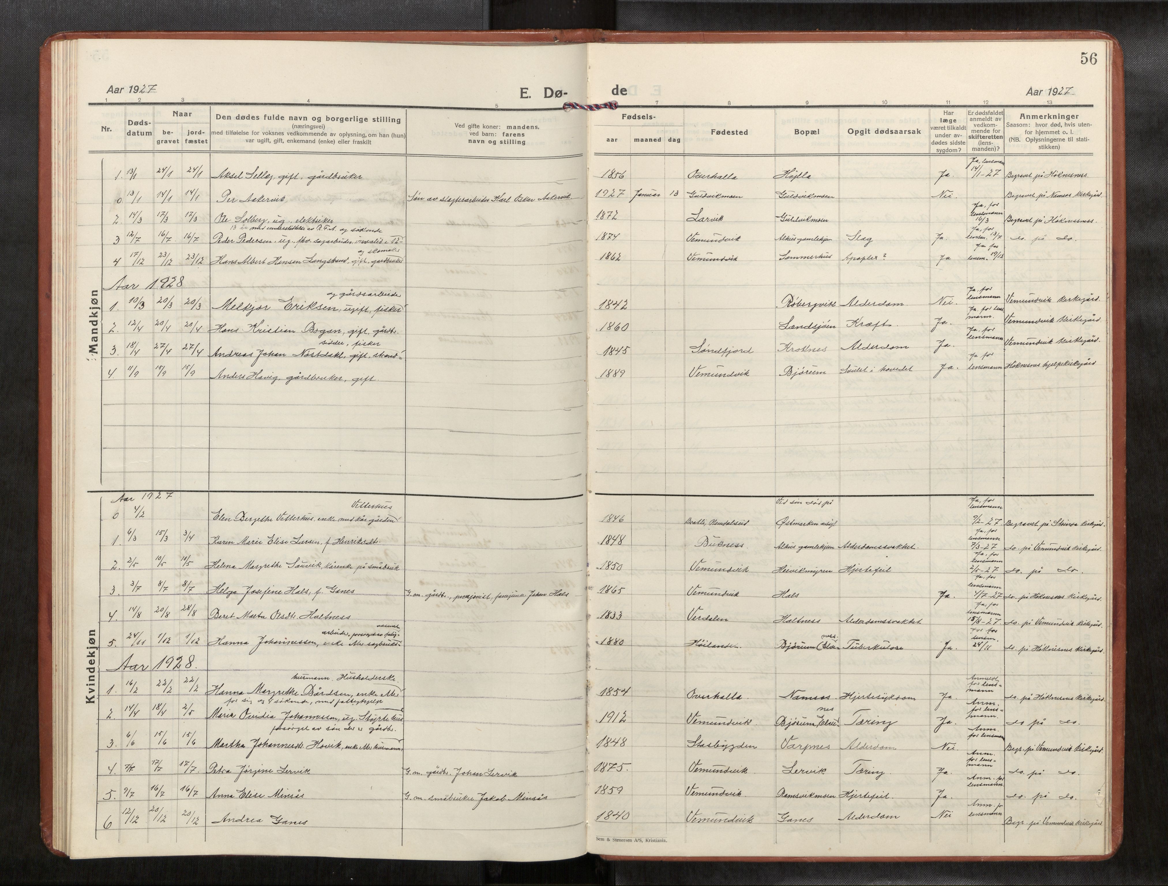 Ministerialprotokoller, klokkerbøker og fødselsregistre - Nord-Trøndelag, AV/SAT-A-1458/769/L0586a: Klokkerbok nr. 769C02, 1926-1951, s. 56