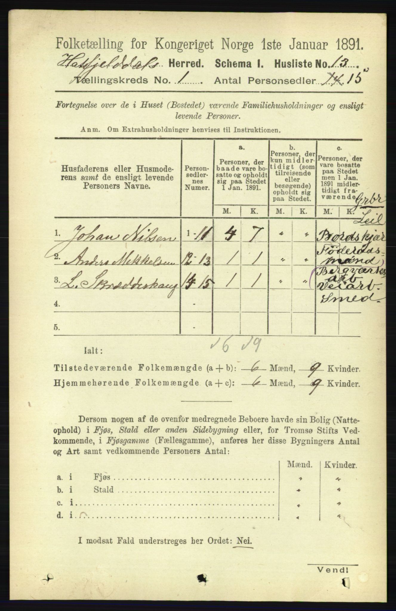 RA, Folketelling 1891 for 1826 Hattfjelldal herred, 1891, s. 30