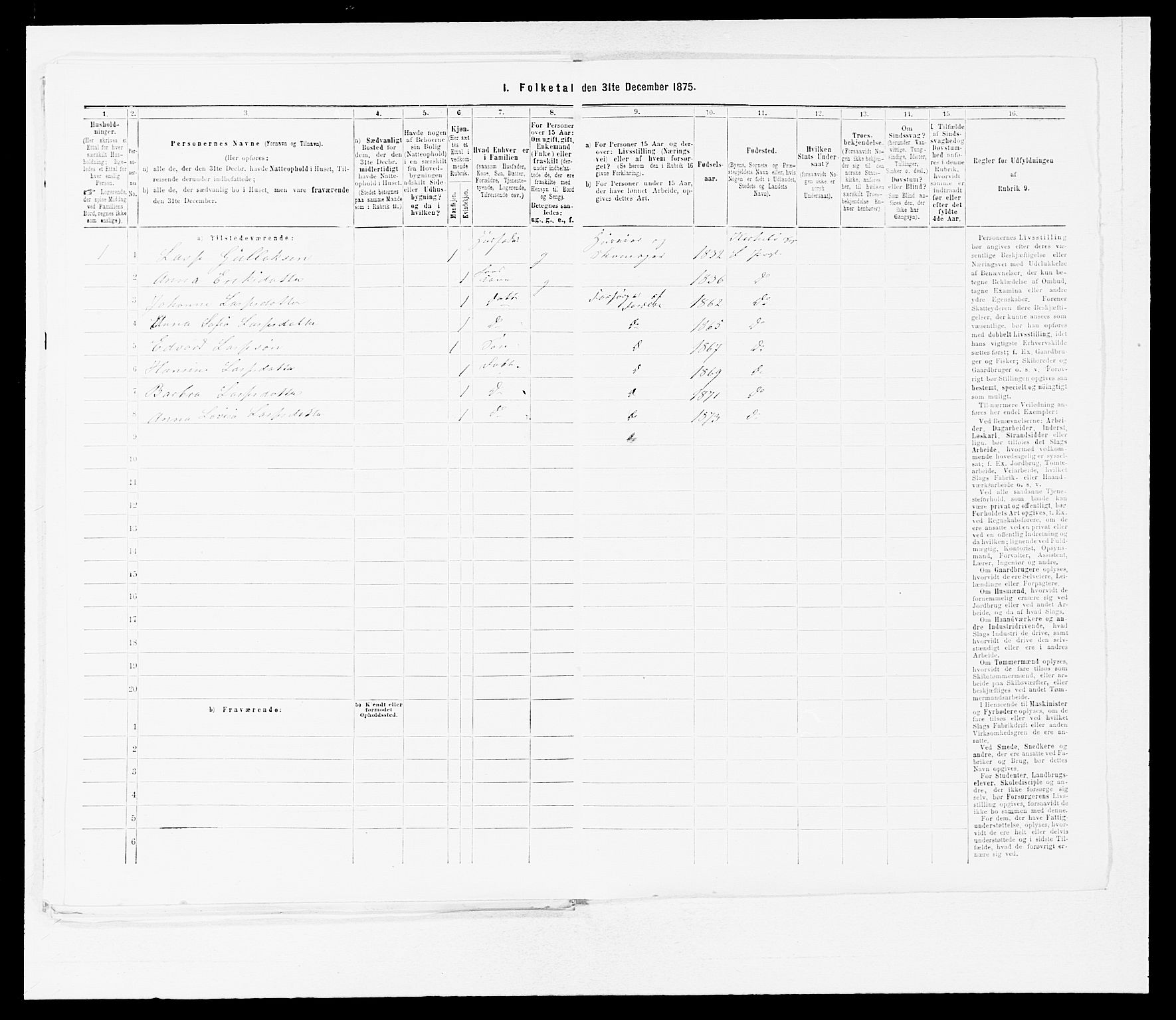 SAB, Folketelling 1875 for 1415P Lavik prestegjeld, 1875, s. 754