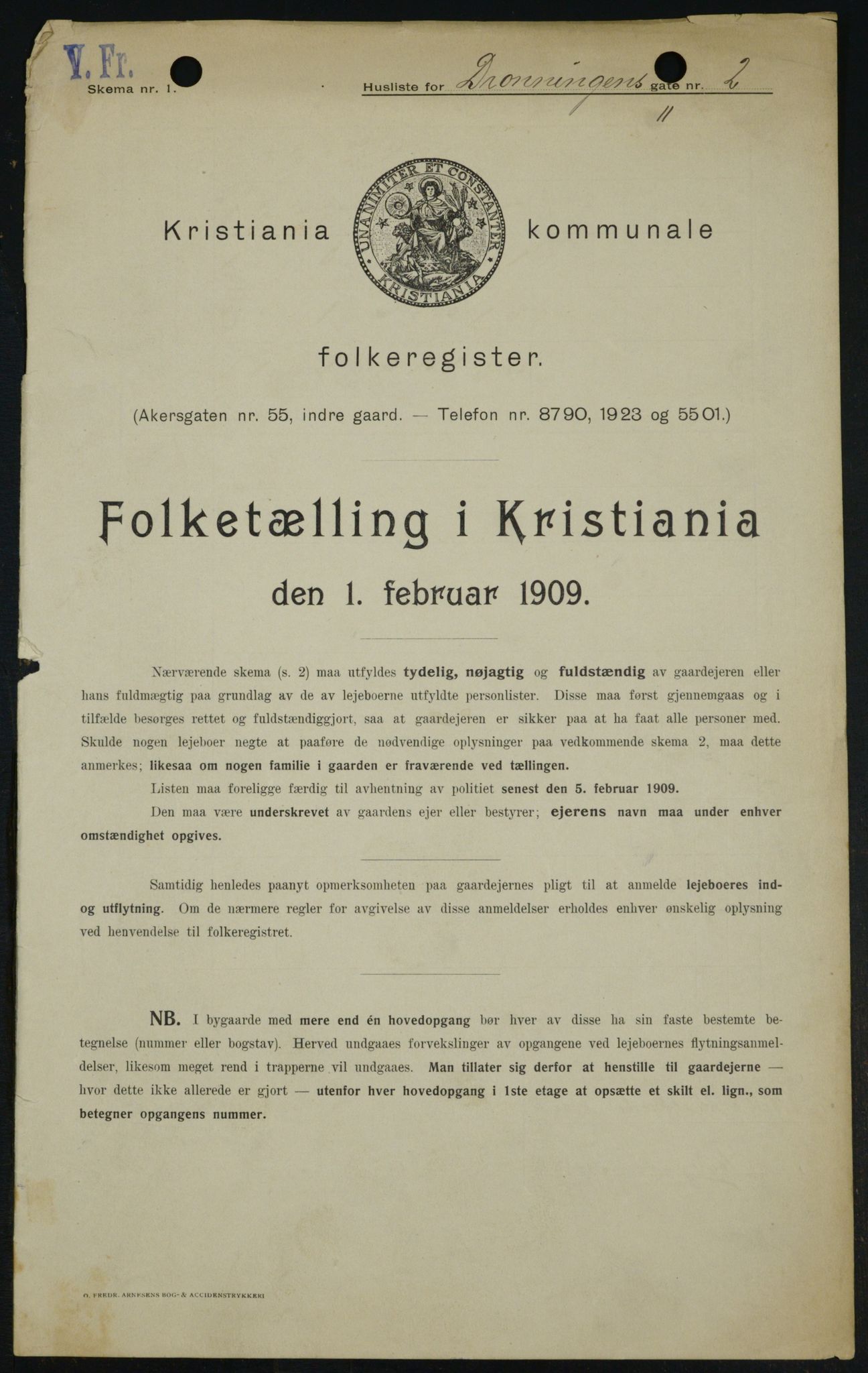 OBA, Kommunal folketelling 1.2.1909 for Kristiania kjøpstad, 1909, s. 15659