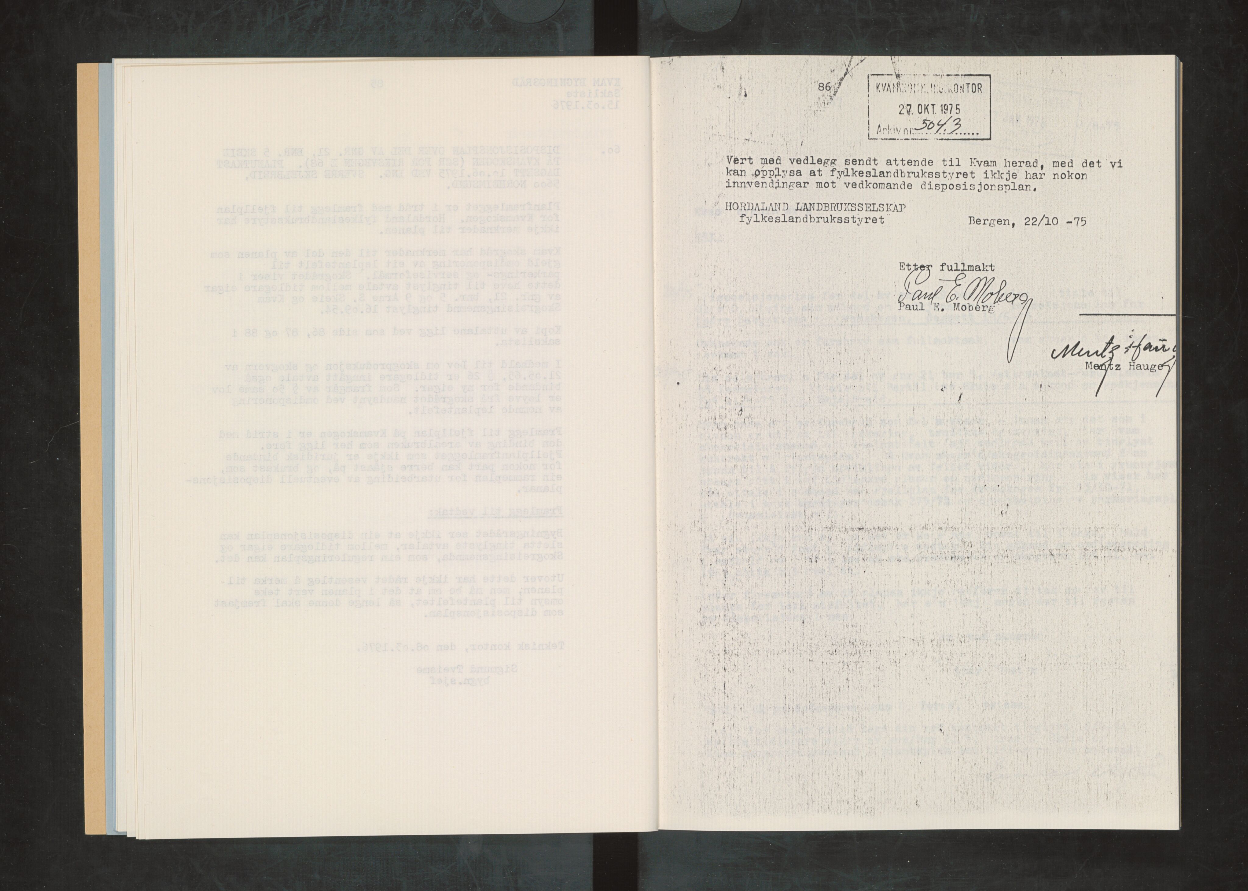 Kvam herad. Bygningsrådet, IKAH/1238-511/A/Ab/L0052: Utskrift av møtebok for Kvam bygningsråd, 1976