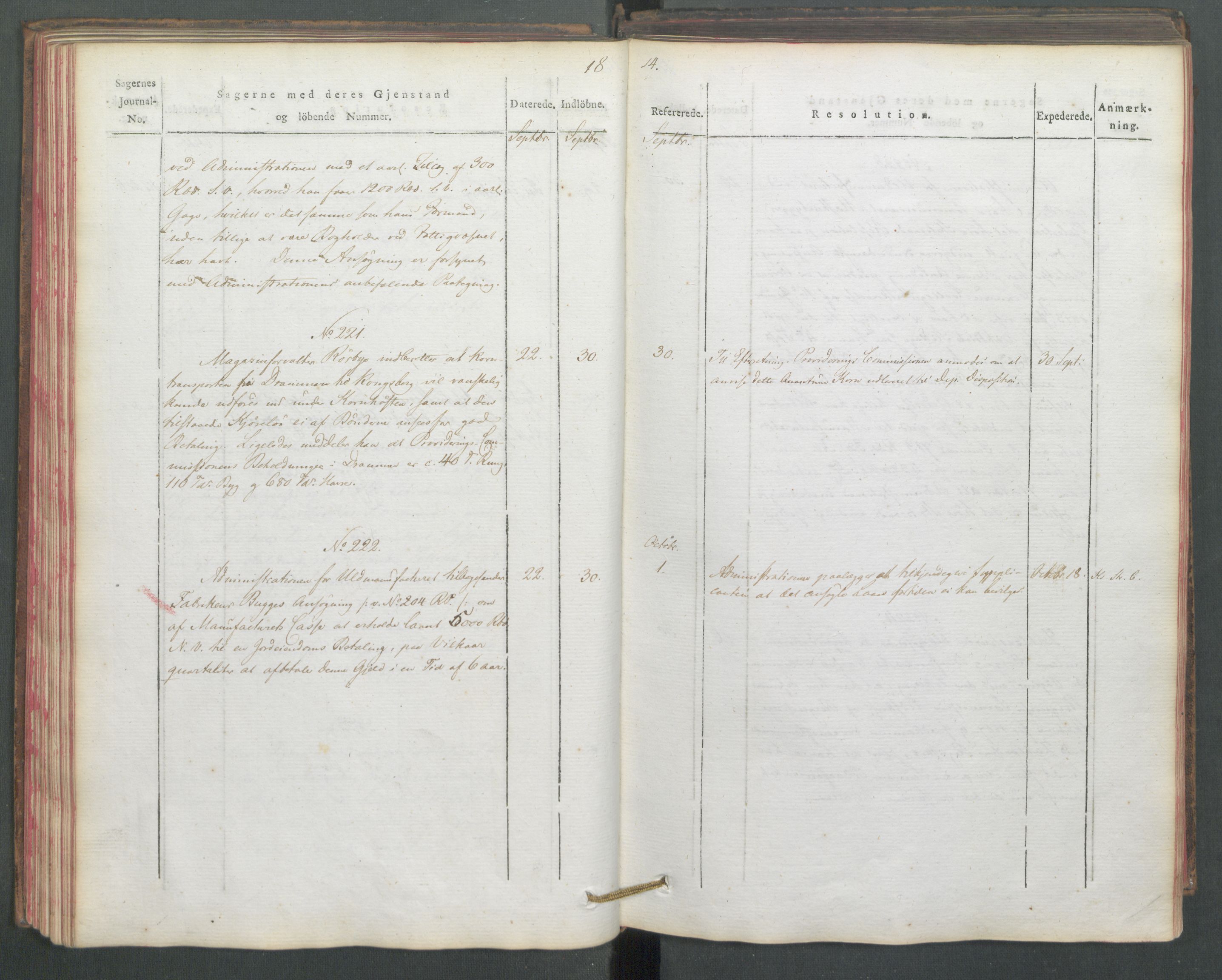 Departementene i 1814, AV/RA-S-3899/Fe/L0054: Journal, 1814