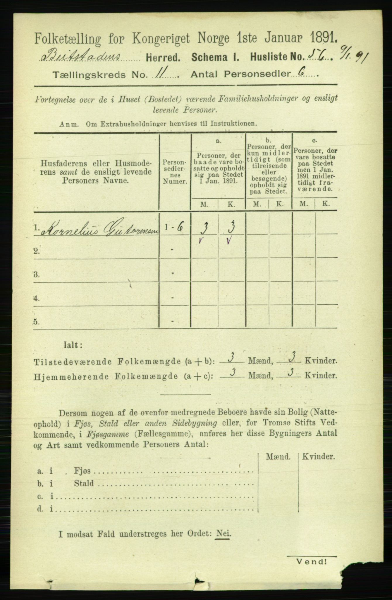 RA, Folketelling 1891 for 1727 Beitstad herred, 1891, s. 3041