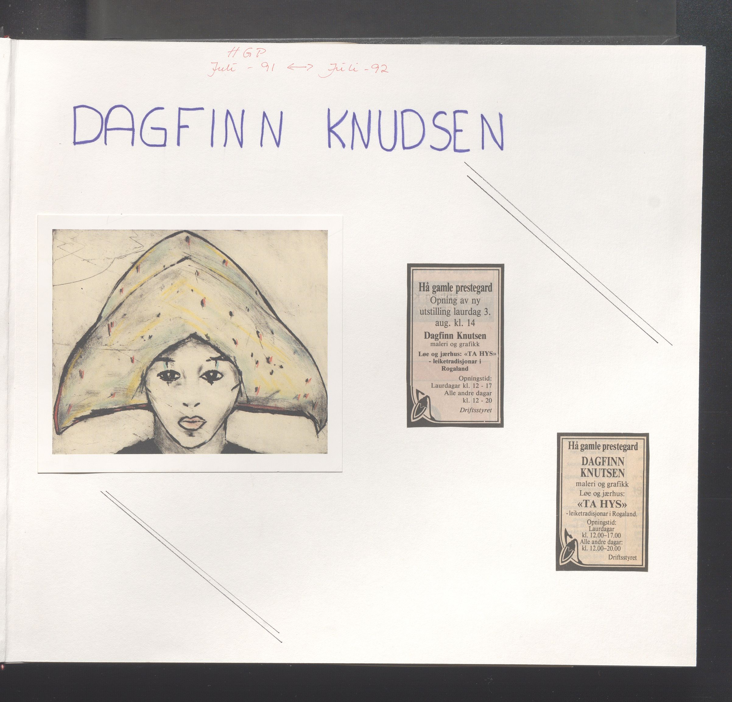 Hå kommune - Kulturetaten, IKAR/A-304/Ub/Ubb/L0007: Avisutklipp - Hå gamle prestegard, 1991-1992