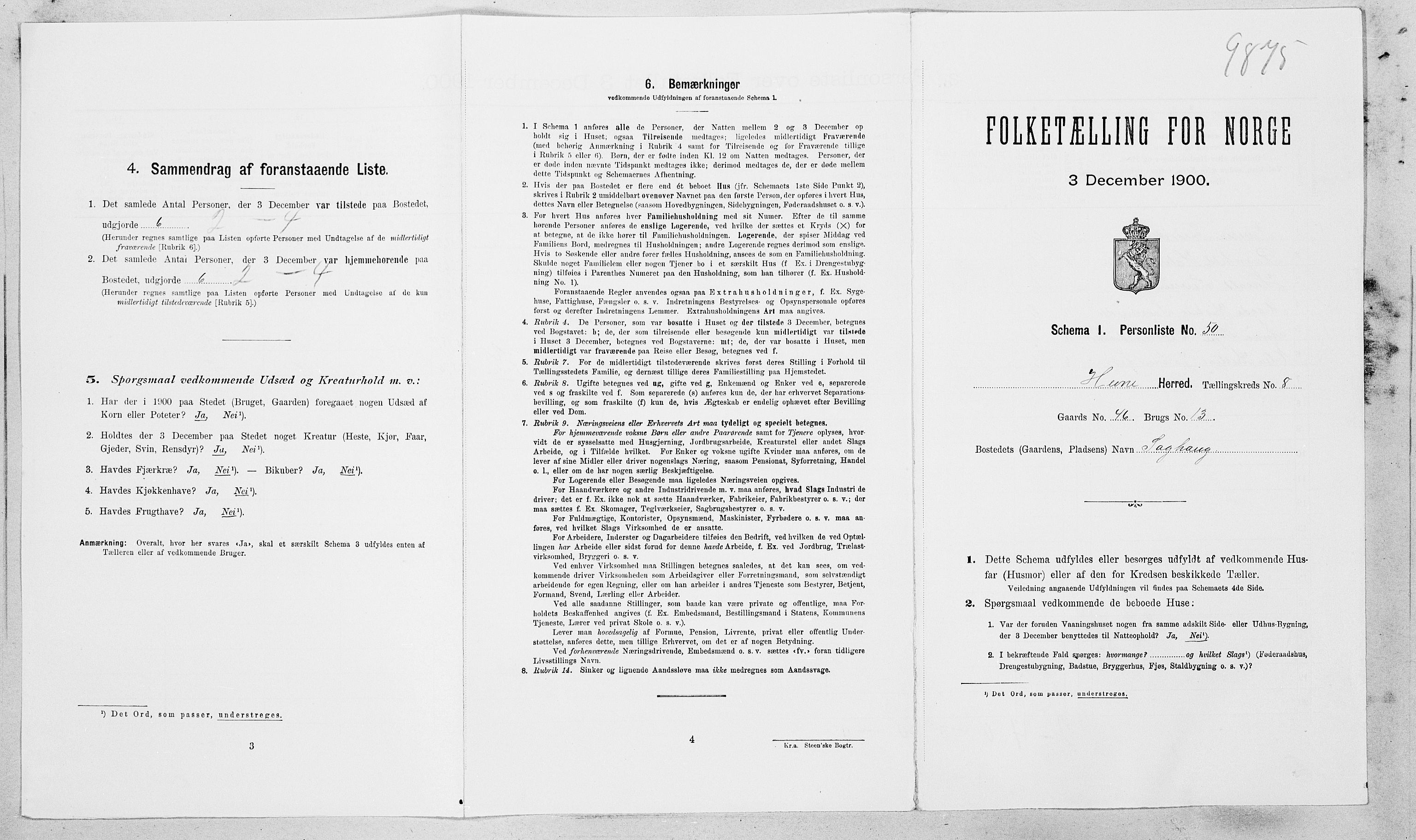 SAT, Folketelling 1900 for 1612 Hemne herred, 1900, s. 1011