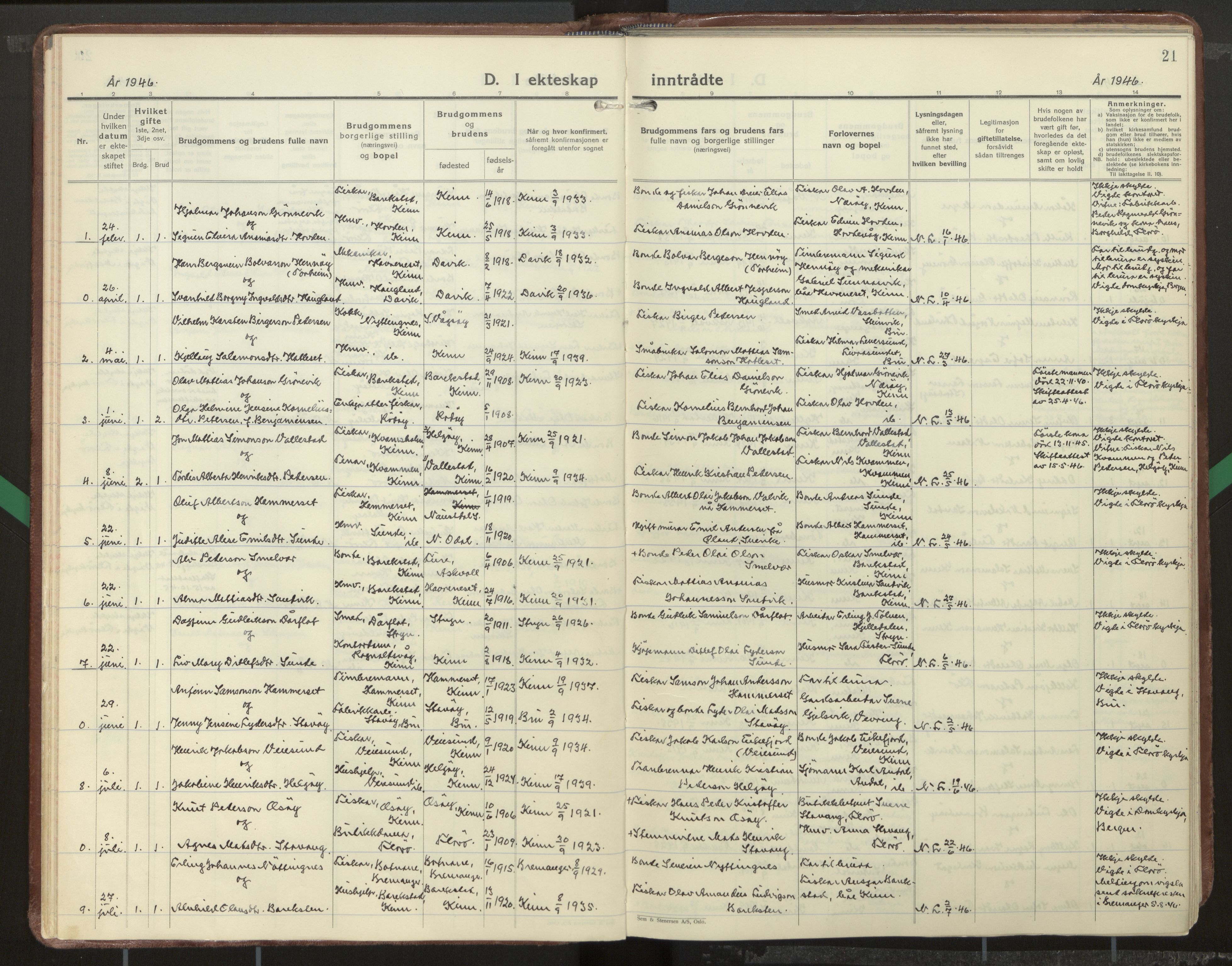 Kinn sokneprestembete, AV/SAB-A-80801/H/Haa/Haab/L0012: Ministerialbok nr. B 12, 1937-1968, s. 21