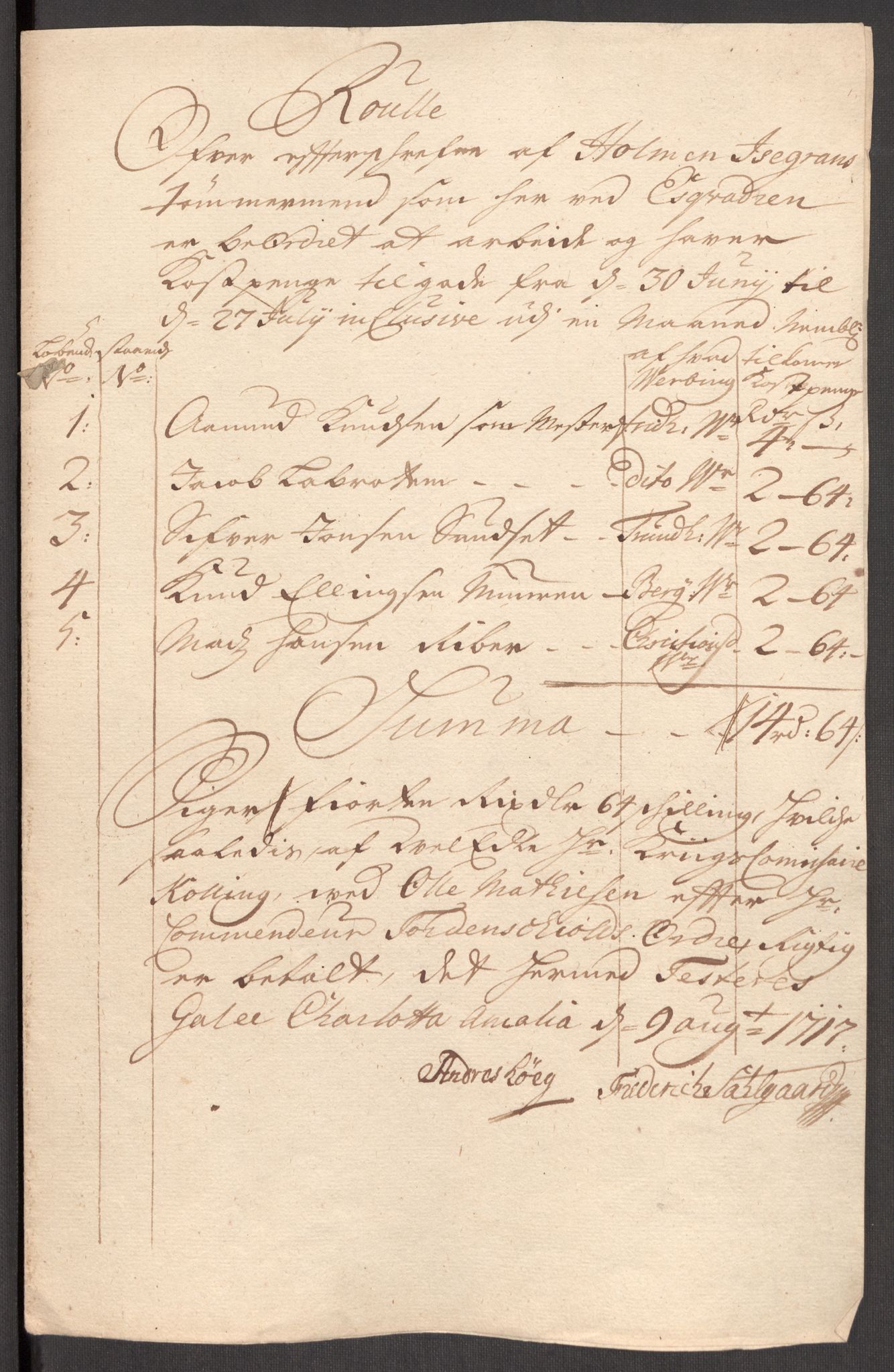 Kommanderende general (KG I) med Det norske krigsdirektorium, RA/EA-5419/E/Eb/L0001: Ruller over noen kompanier som tjenestegjorde på flåten, 1712-1721, s. 579