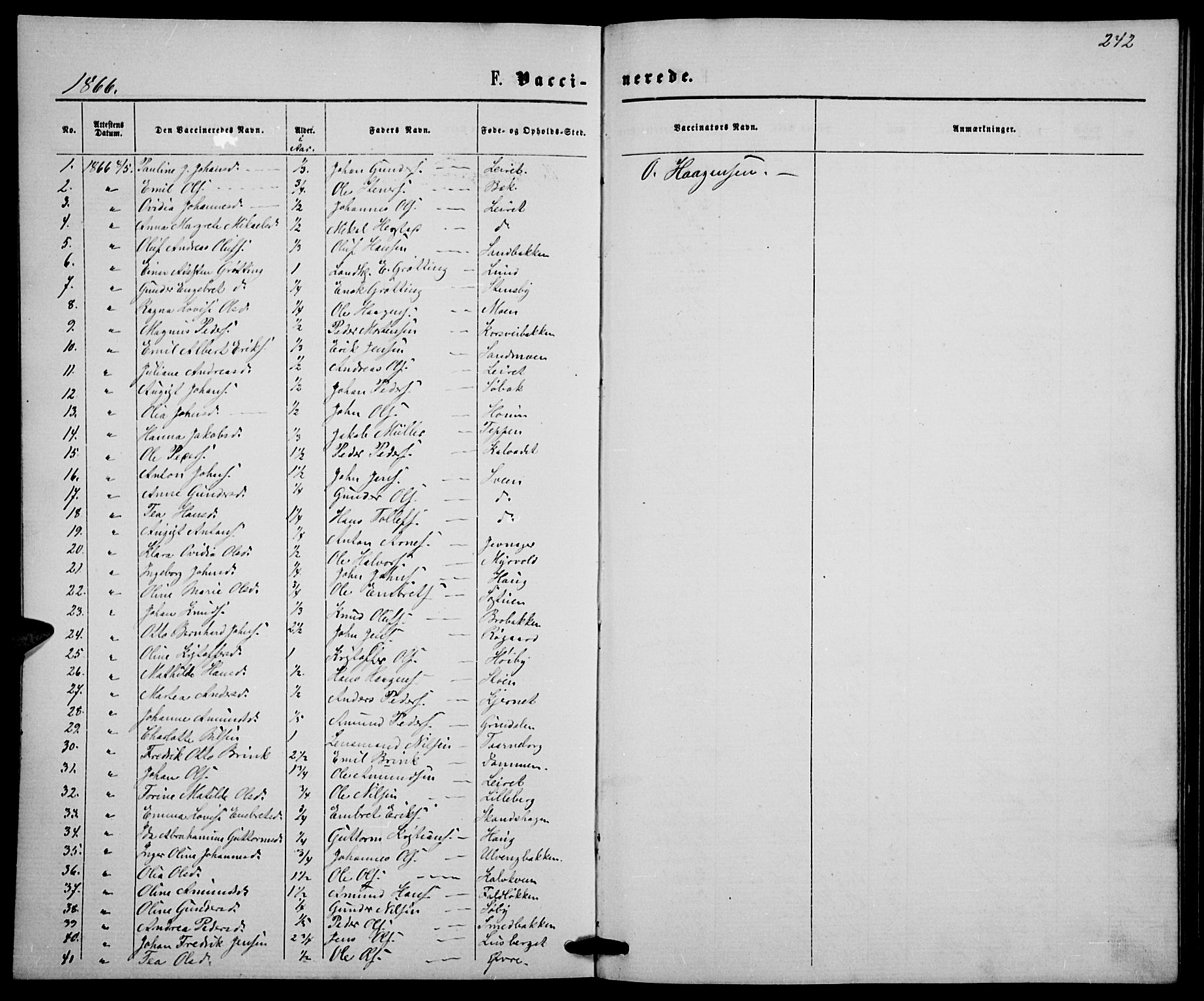 Elverum prestekontor, AV/SAH-PREST-044/H/Ha/Hab/L0004: Klokkerbok nr. 4, 1866-1874, s. 242