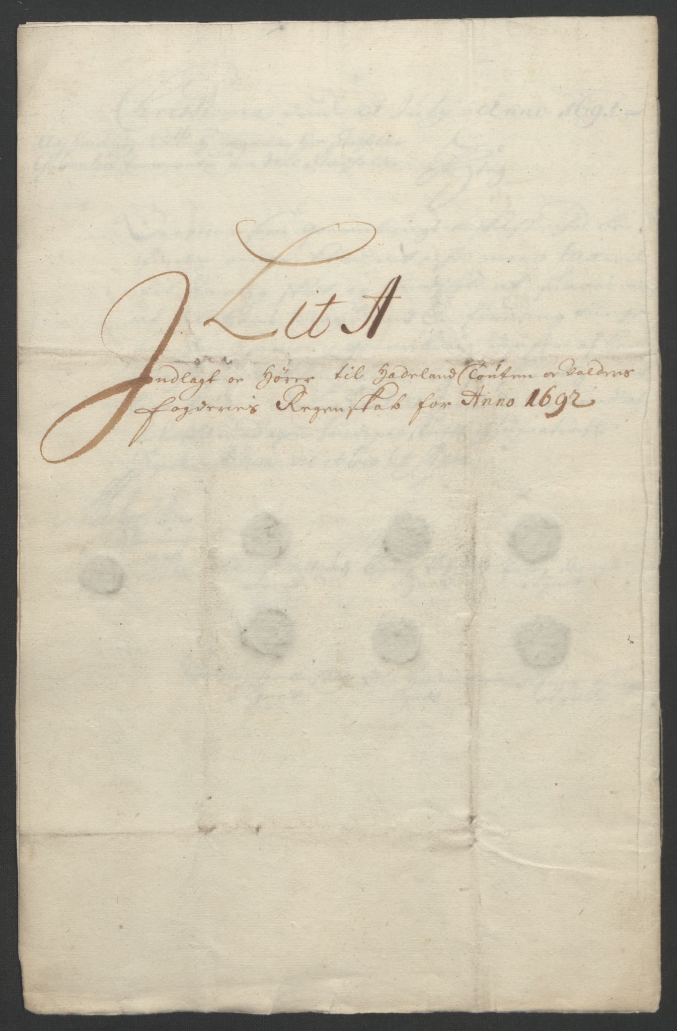 Rentekammeret inntil 1814, Reviderte regnskaper, Fogderegnskap, AV/RA-EA-4092/R18/L1291: Fogderegnskap Hadeland, Toten og Valdres, 1692, s. 7