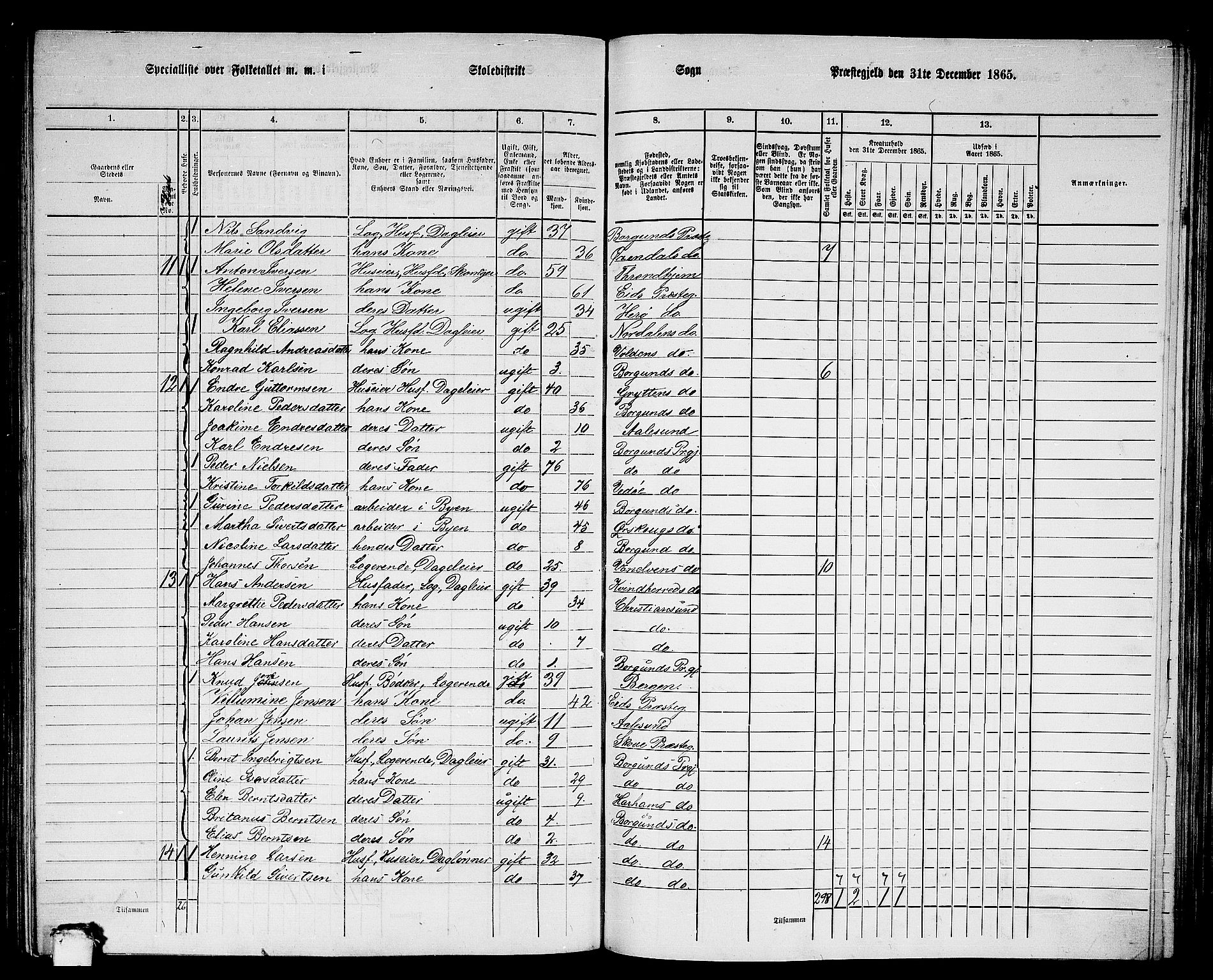 RA, Folketelling 1865 for 1531P Borgund prestegjeld, 1865, s. 171