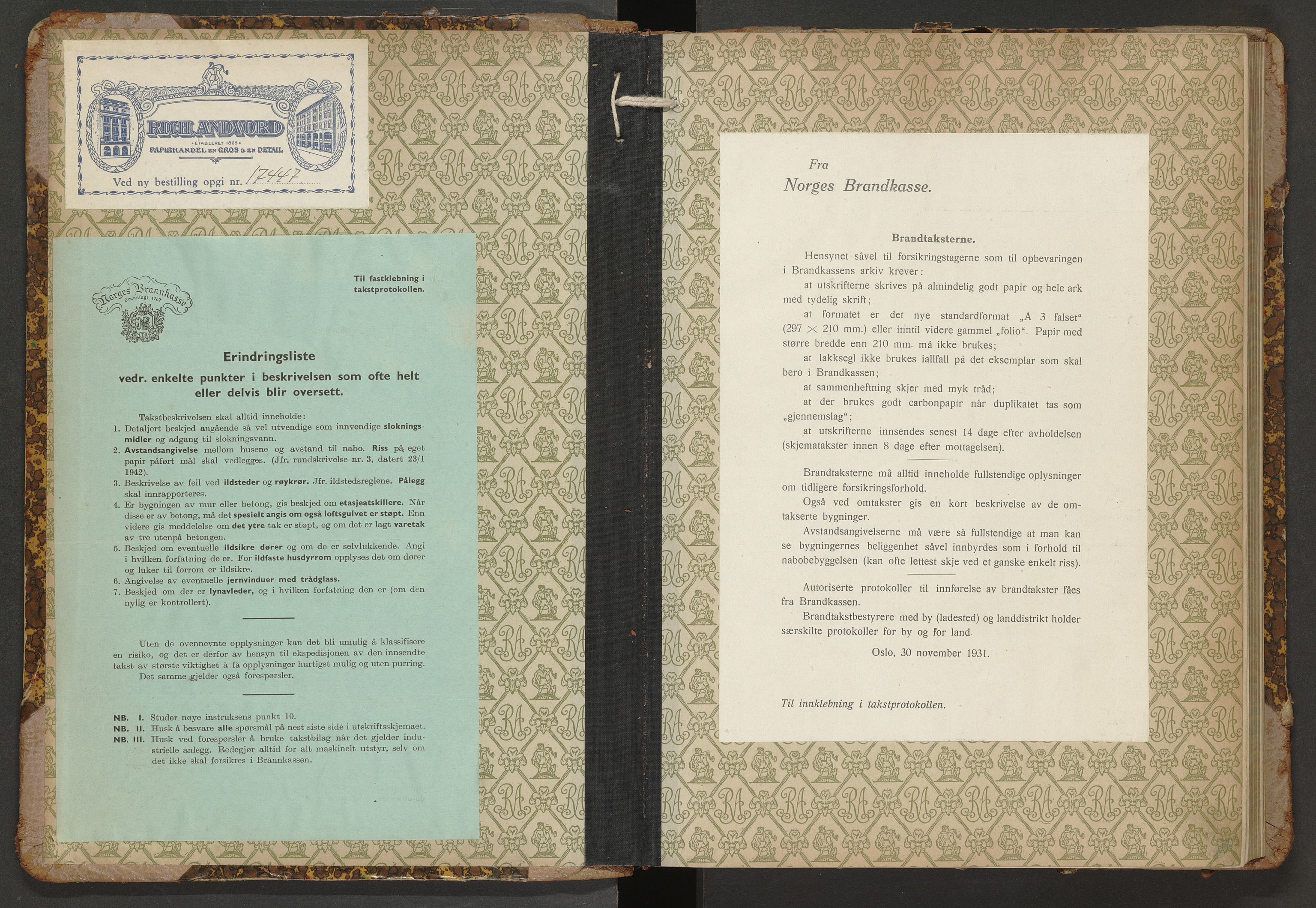 Norges Brannkasse Borge, SAT/A-5600/BT/L0014: Branntakstprotokoll med skjema, 1943-1949