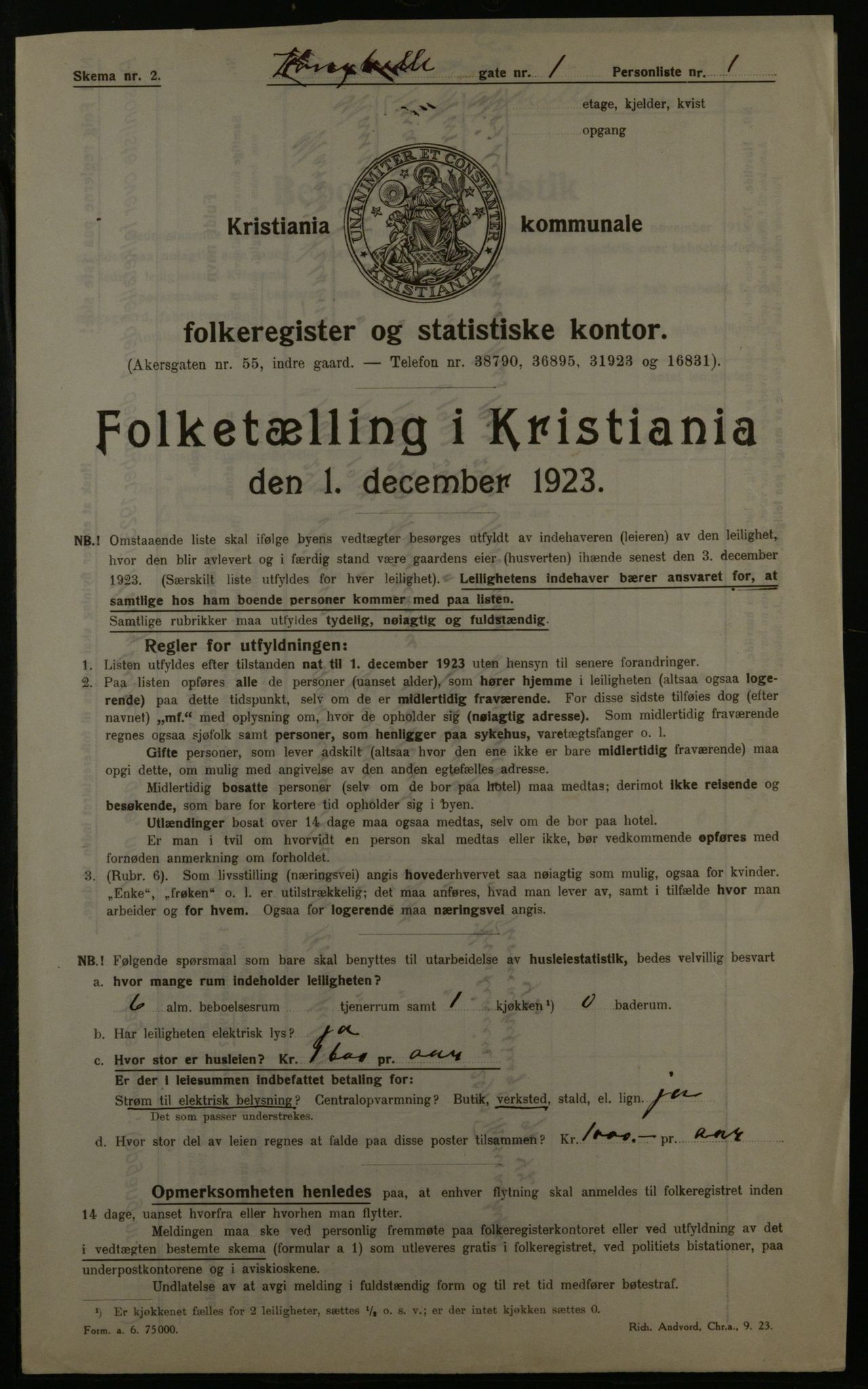 OBA, Kommunal folketelling 1.12.1923 for Kristiania, 1923, s. 58986