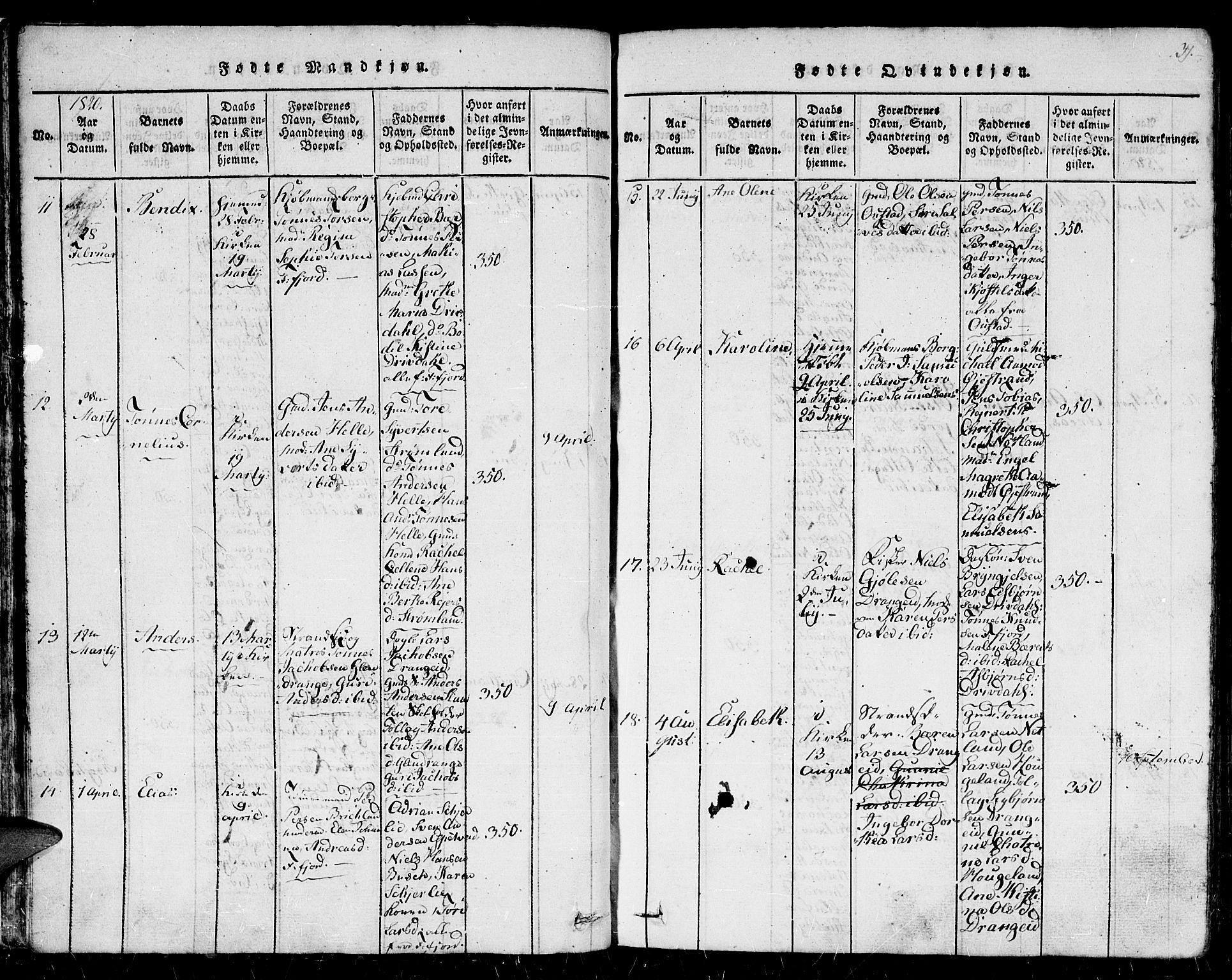 Flekkefjord sokneprestkontor, AV/SAK-1111-0012/F/Fb/Fbc/L0003: Klokkerbok nr. B 3, 1815-1826, s. 39