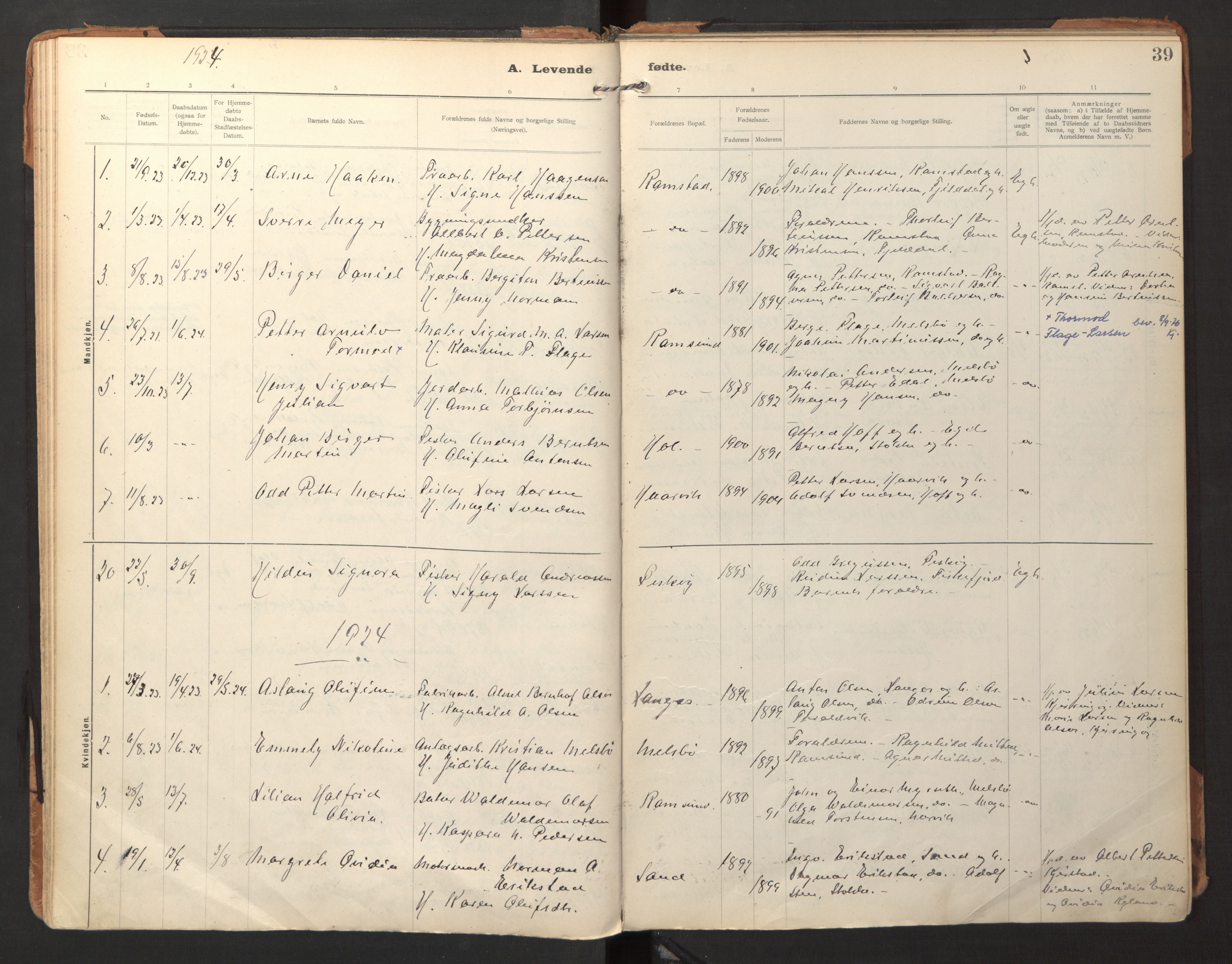 Ministerialprotokoller, klokkerbøker og fødselsregistre - Nordland, AV/SAT-A-1459/865/L0928: Ministerialbok nr. 865A06, 1913-1926, s. 39