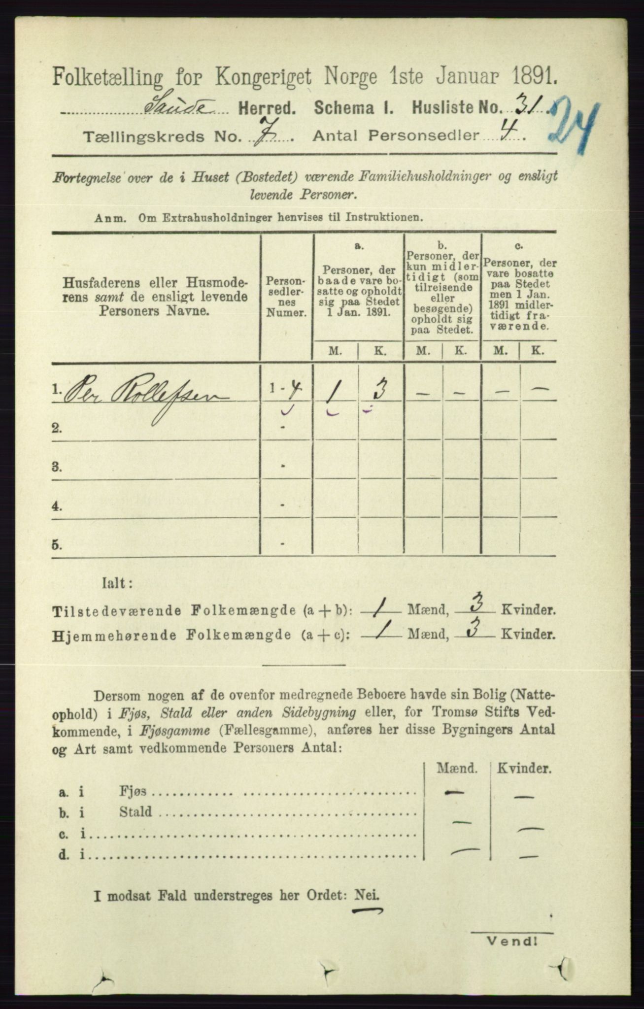 RA, Folketelling 1891 for 0822 Sauherad herred, 1891, s. 2014