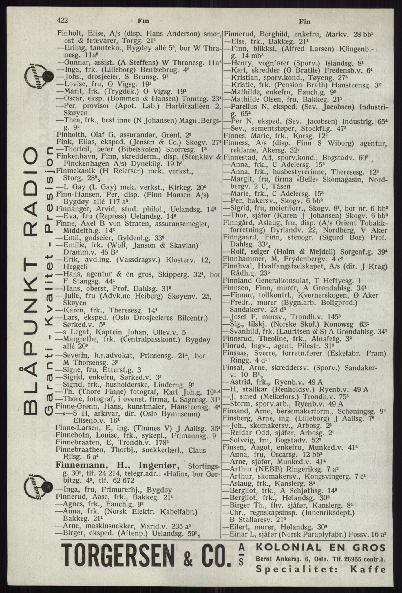 Kristiania/Oslo adressebok, PUBL/-, 1941, s. 422