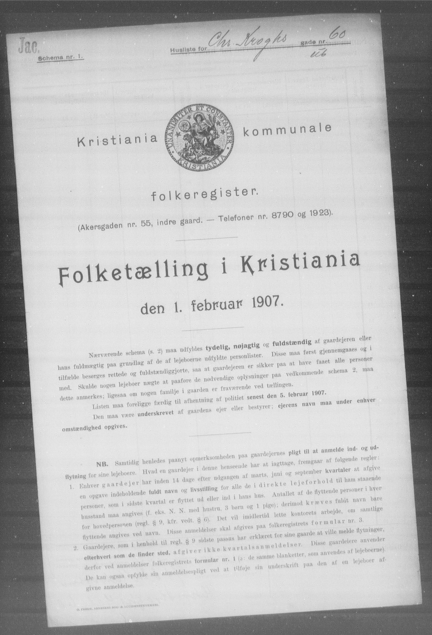 OBA, Kommunal folketelling 1.2.1907 for Kristiania kjøpstad, 1907, s. 6360