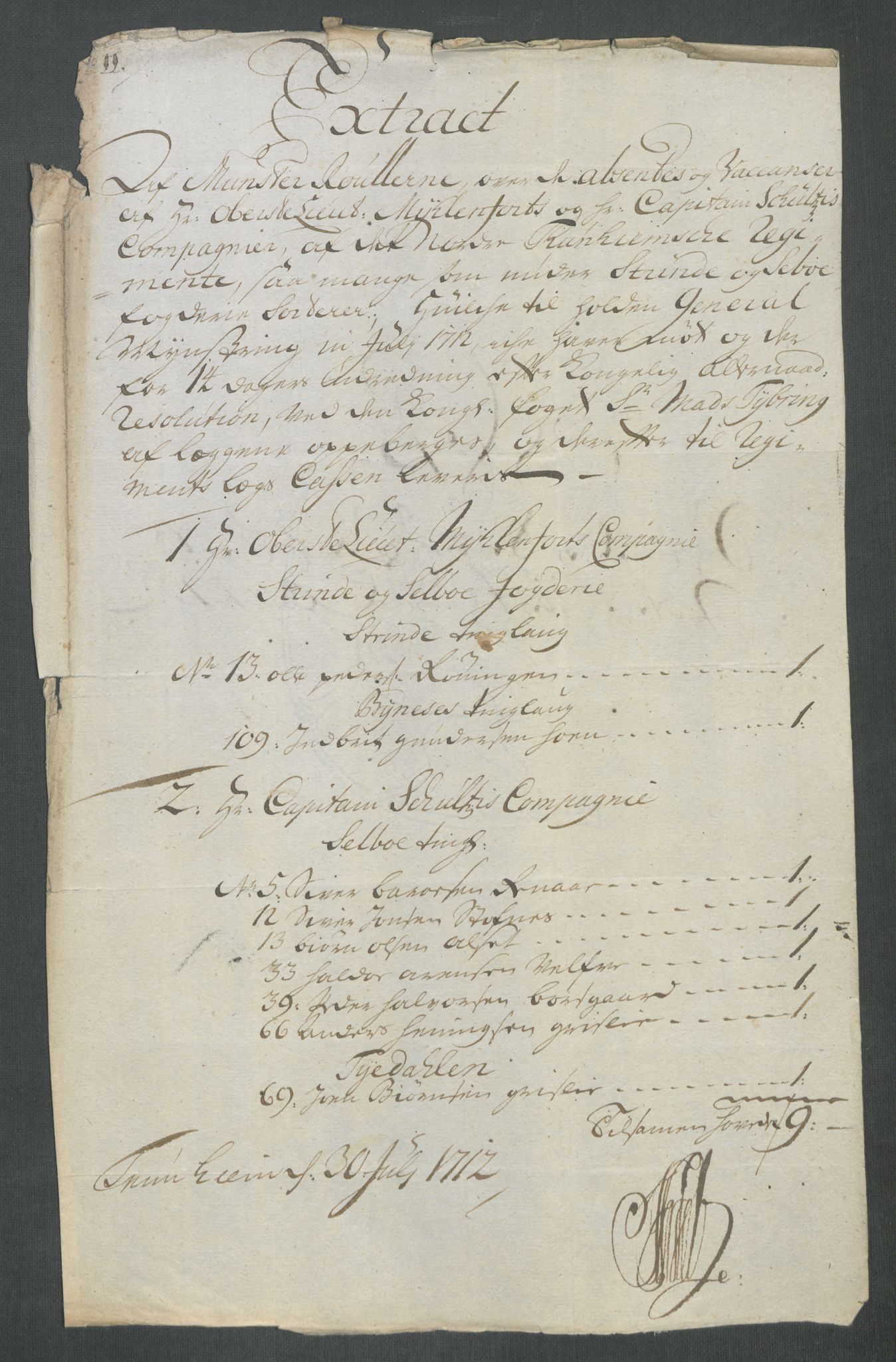 Rentekammeret inntil 1814, Reviderte regnskaper, Fogderegnskap, AV/RA-EA-4092/R61/L4113: Fogderegnskap Strinda og Selbu, 1712-1713, s. 135