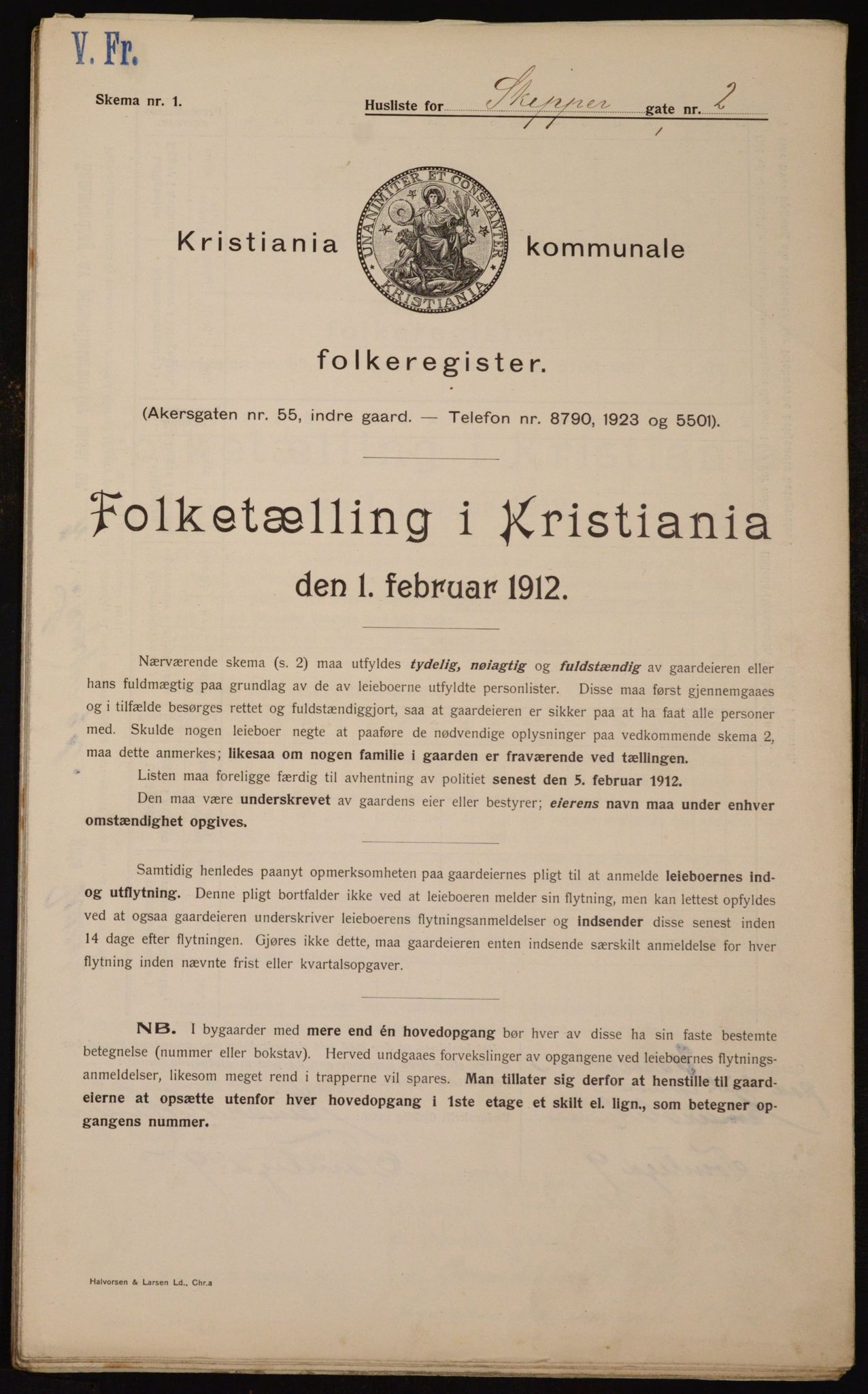 OBA, Kommunal folketelling 1.2.1912 for Kristiania, 1912, s. 95718