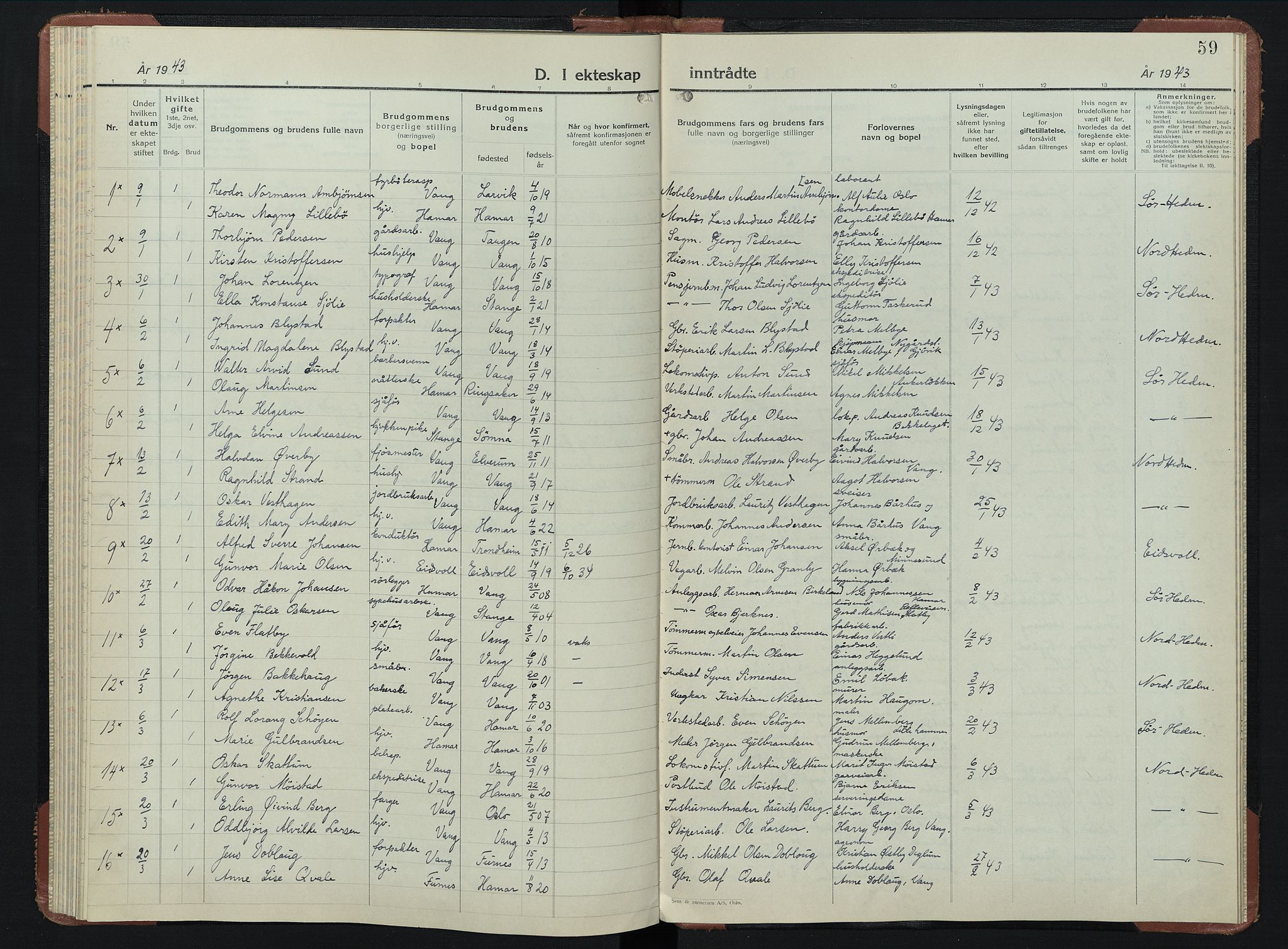 Vang prestekontor, Hedmark, AV/SAH-PREST-008/H/Ha/Hab/L0019: Klokkerbok nr. 19, 1940-1953, s. 59