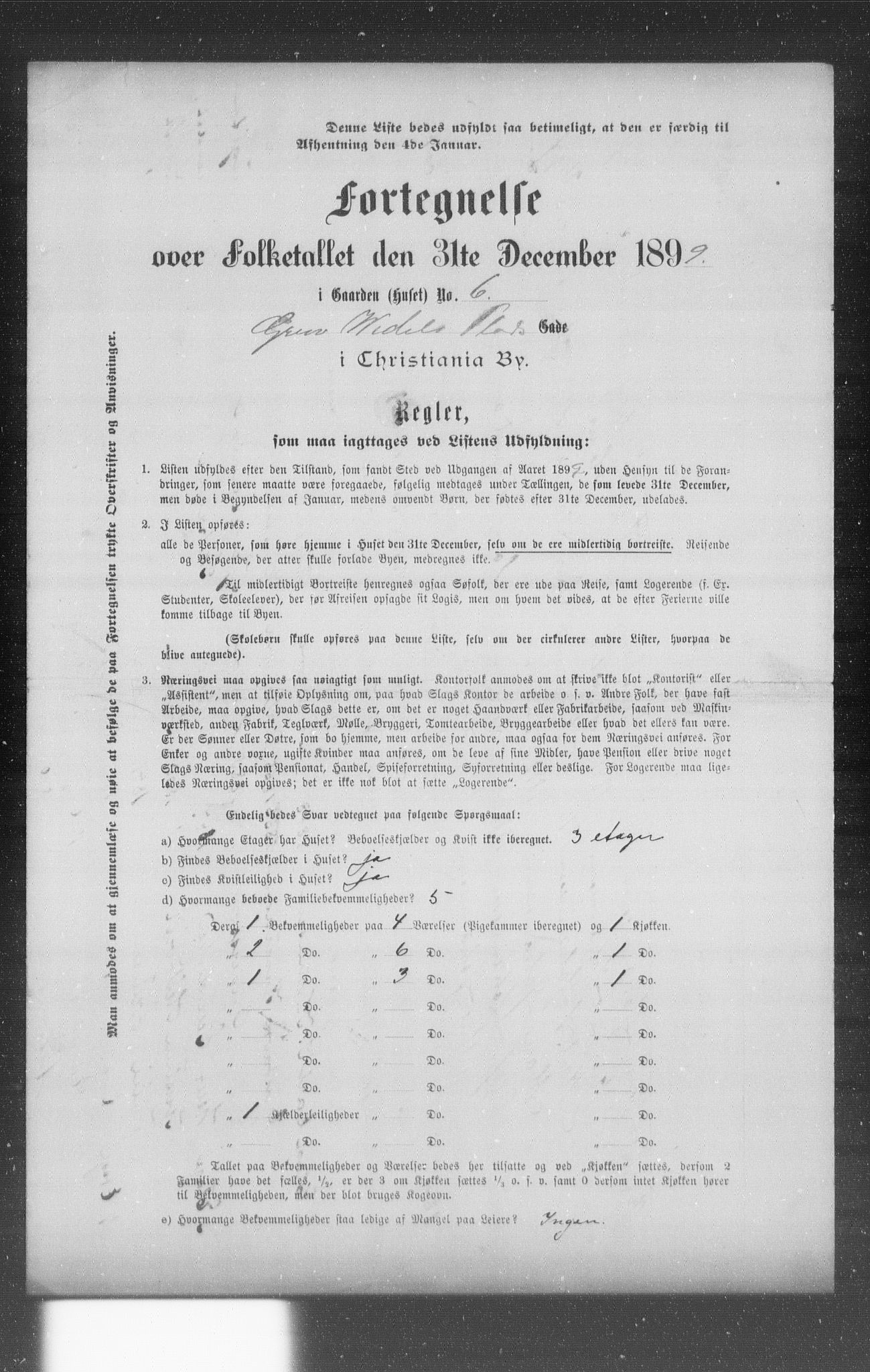 OBA, Kommunal folketelling 31.12.1899 for Kristiania kjøpstad, 1899, s. 3987