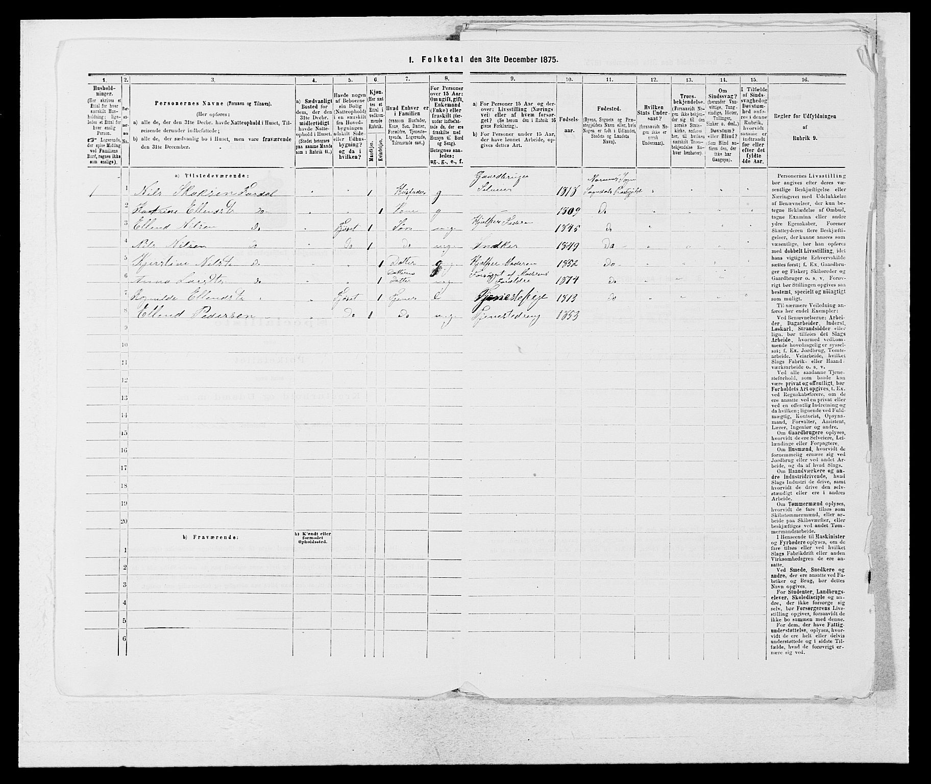 SAB, Folketelling 1875 for 1420P Sogndal prestegjeld, 1875, s. 1177