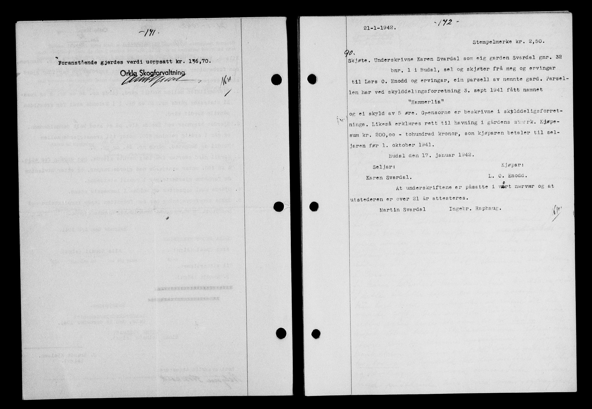 Gauldal sorenskriveri, SAT/A-0014/1/2/2C/L0054: Pantebok nr. 59, 1941-1942, Dagboknr: 90/1942