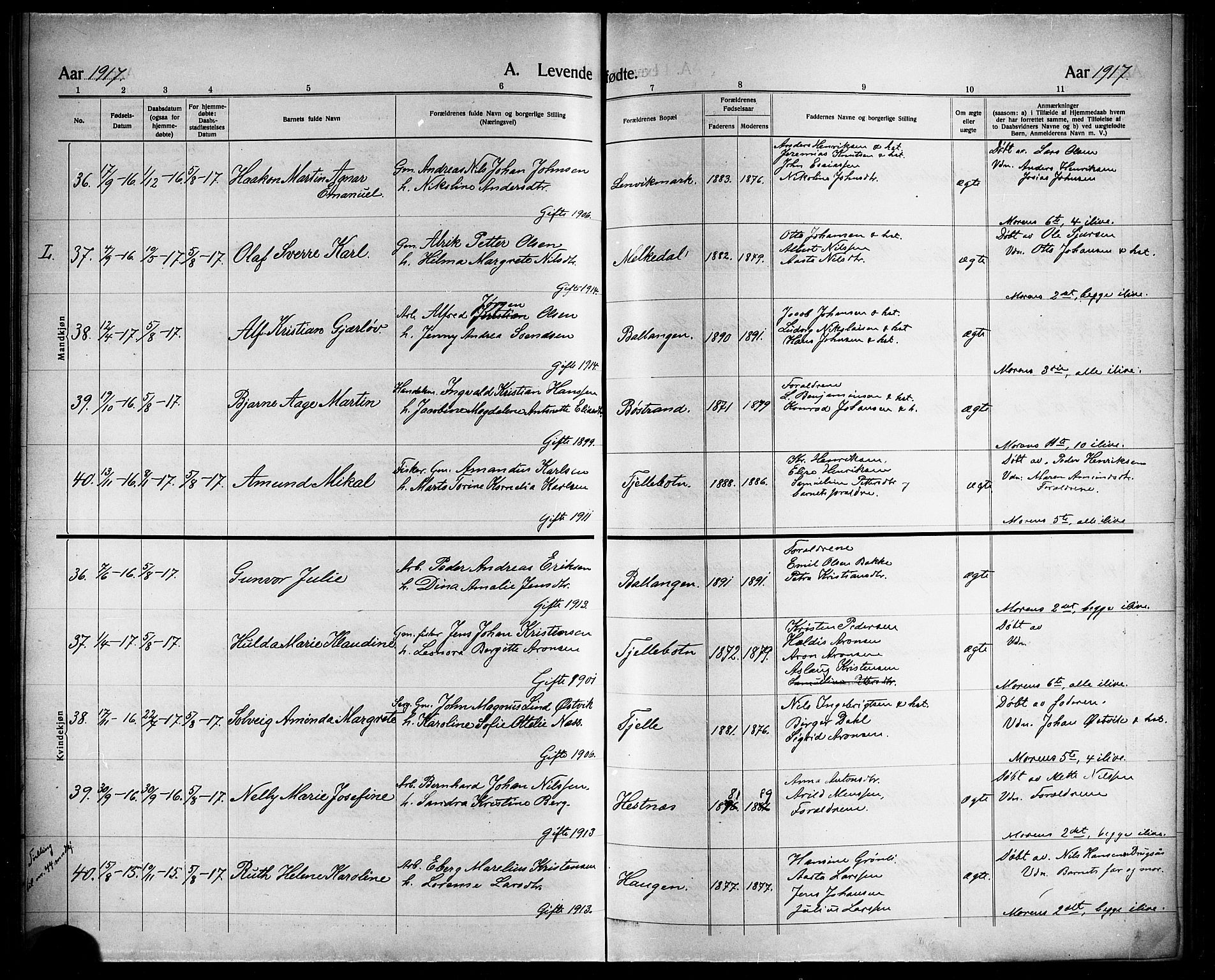 Ministerialprotokoller, klokkerbøker og fødselsregistre - Nordland, AV/SAT-A-1459/863/L0916: Klokkerbok nr. 863C06, 1907-1921