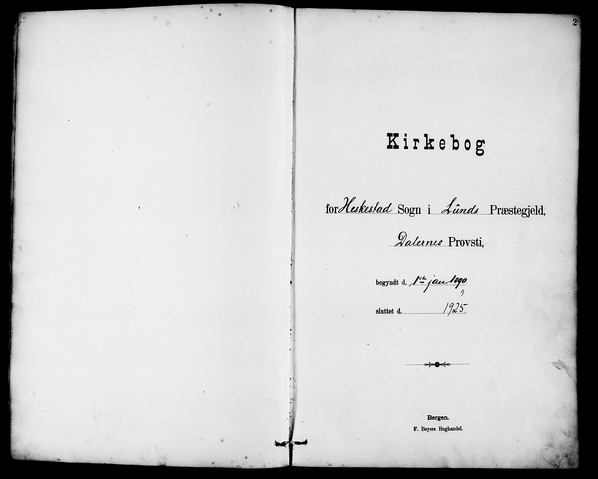 Lund sokneprestkontor, AV/SAST-A-101809/S07/L0007: Klokkerbok nr. B 7, 1890-1925, s. 2