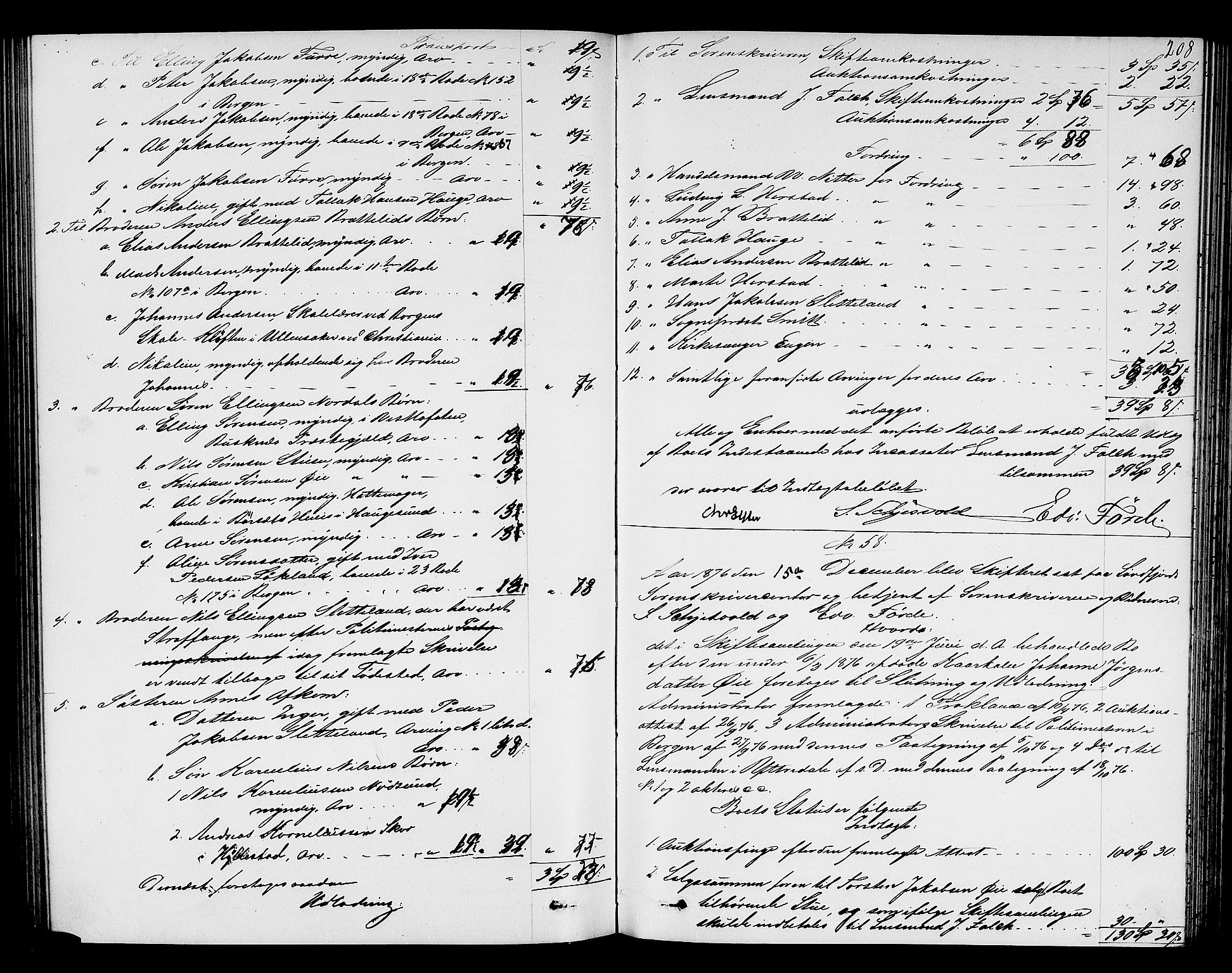 Sunnfjord tingrett, AV/SAB-A-3201/1/H/Hd/L0005: Skifteutlodningsprotokoll, 1874-1881, s. 207b-208a