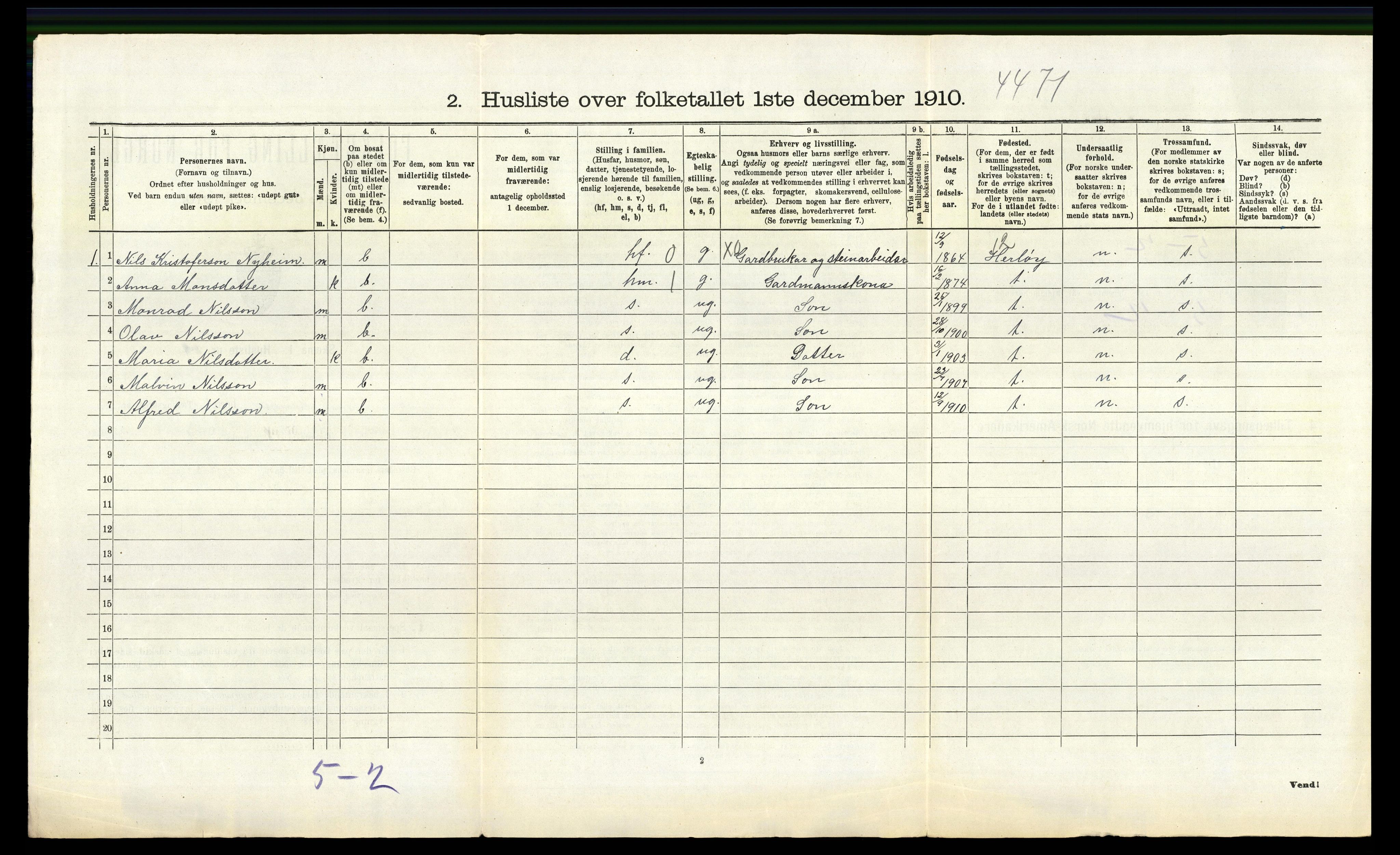 RA, Folketelling 1910 for 1261 Manger herred, 1910, s. 1002