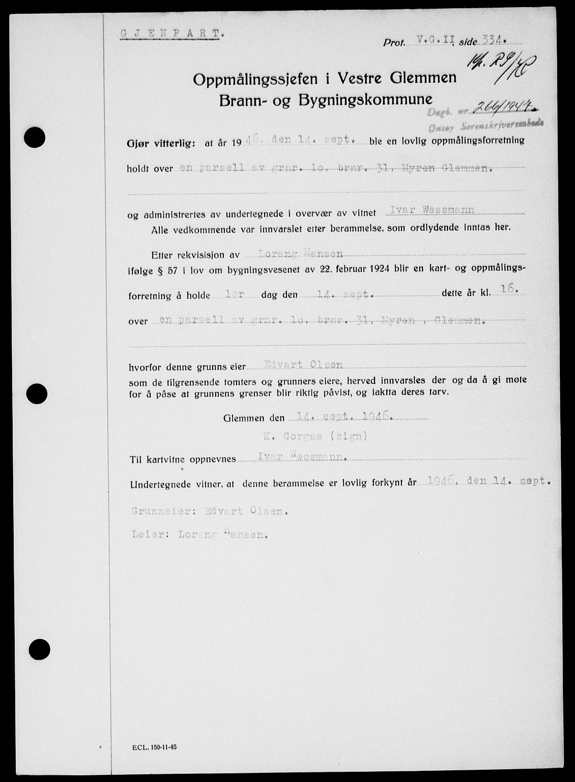 Onsøy sorenskriveri, SAO/A-10474/G/Ga/Gab/L0018: Pantebok nr. II A-18, 1946-1947, Dagboknr: 266/1947