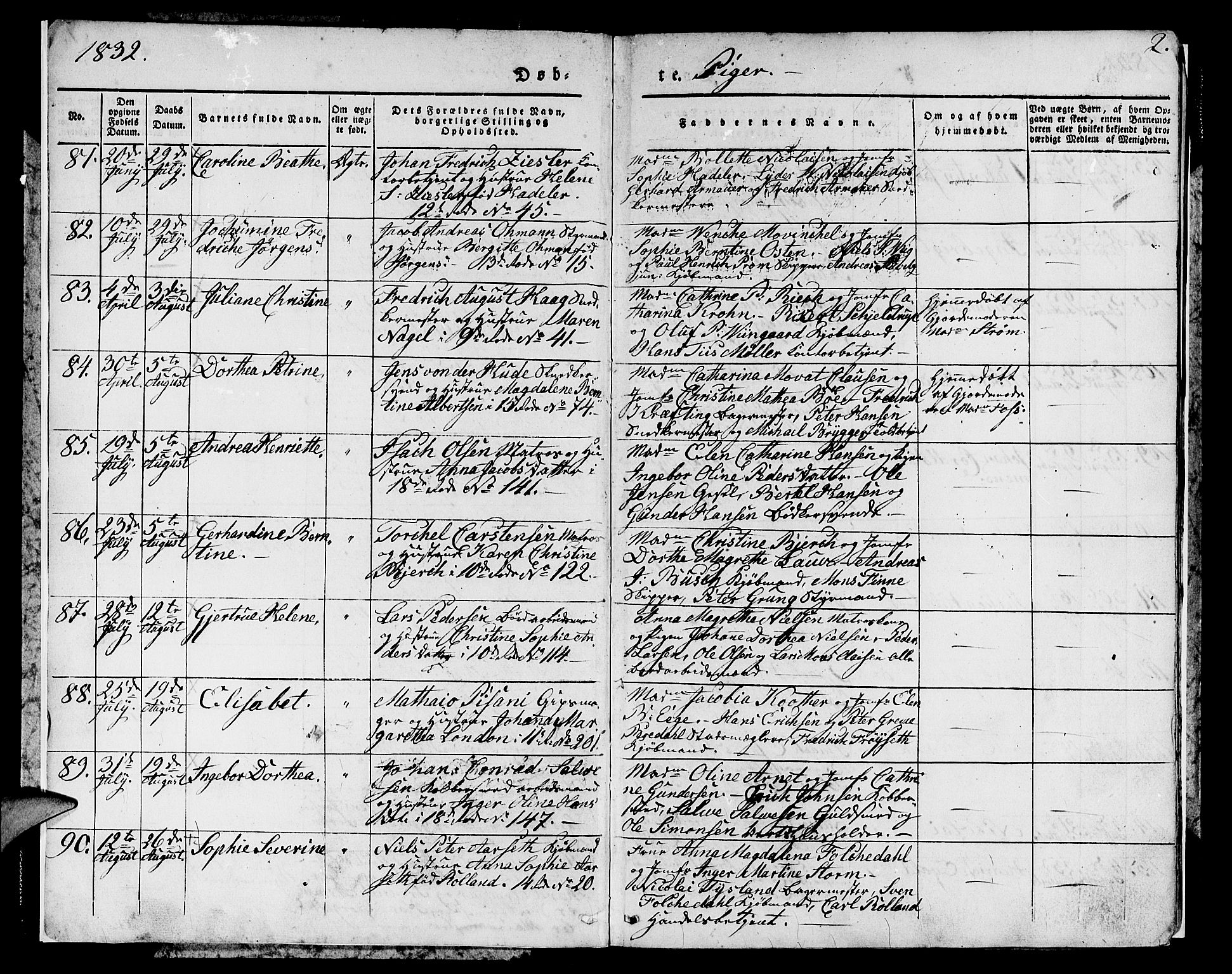Domkirken sokneprestembete, AV/SAB-A-74801/H/Hab/L0007: Klokkerbok nr. A 7, 1832-1836, s. 2