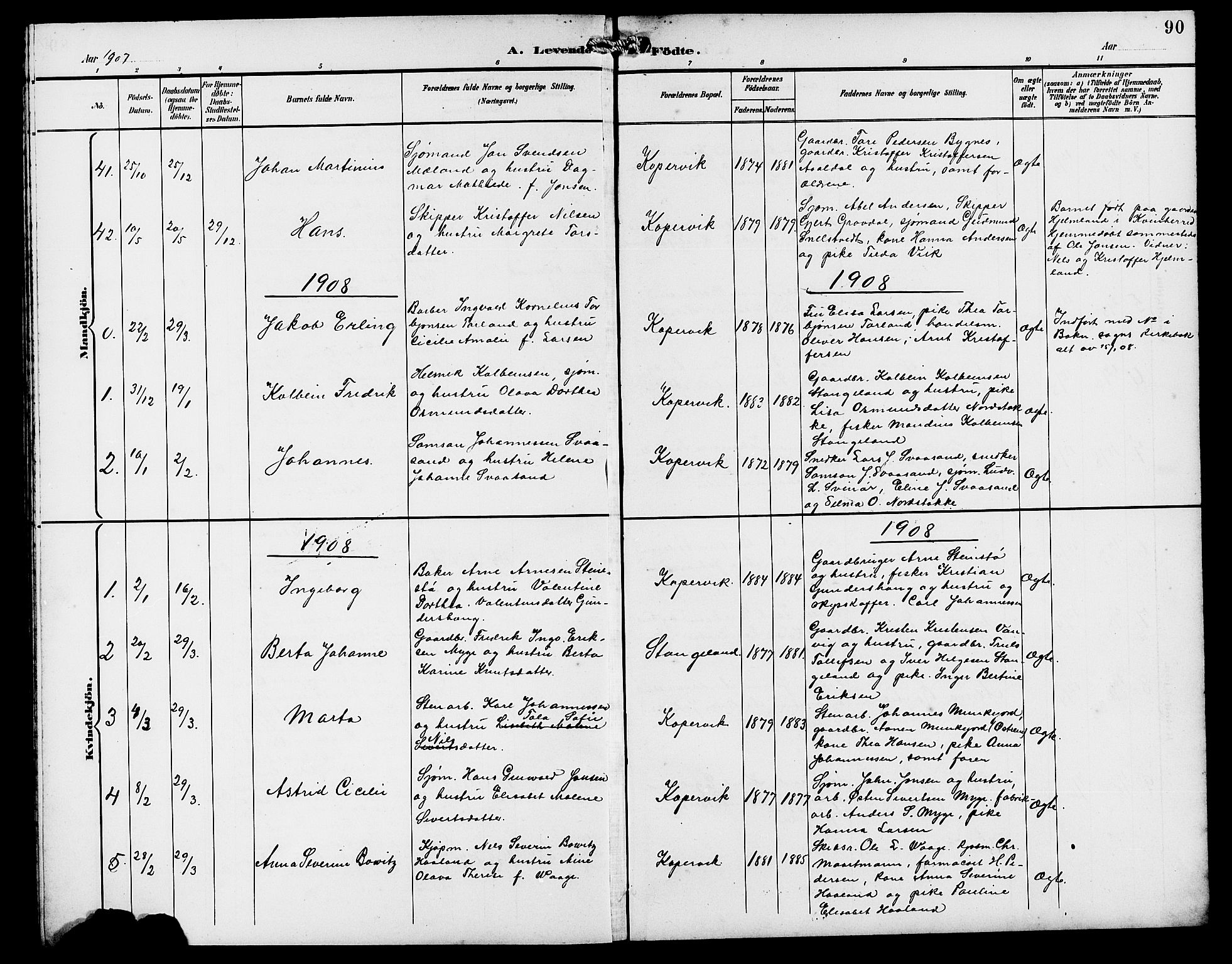 Kopervik sokneprestkontor, AV/SAST-A-101850/H/Ha/Hab/L0003: Klokkerbok nr. B 3, 1891-1909, s. 90