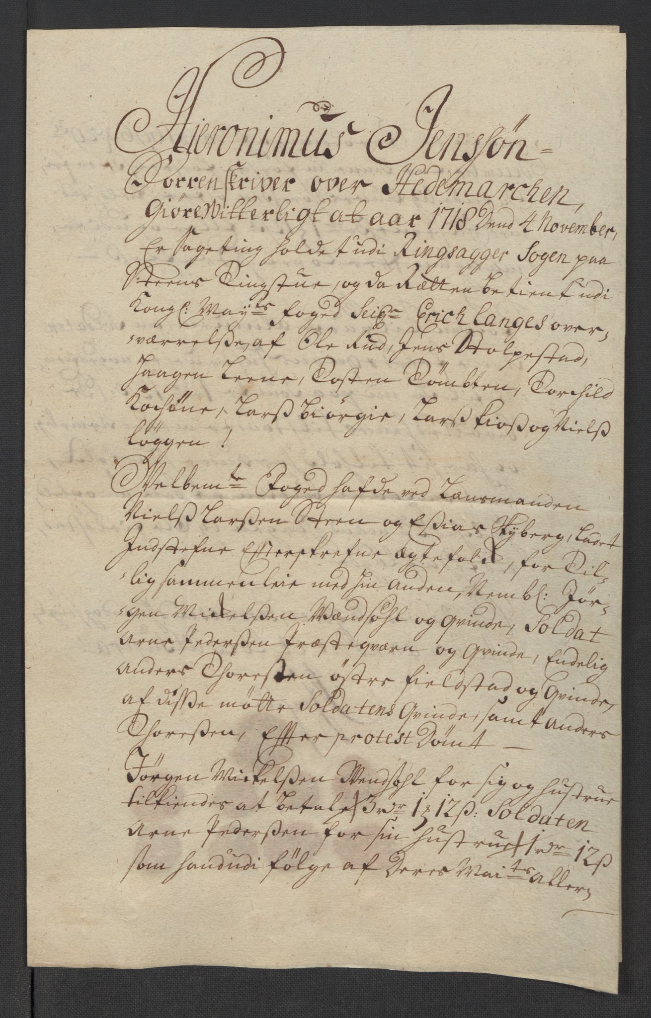 Rentekammeret inntil 1814, Reviderte regnskaper, Fogderegnskap, AV/RA-EA-4092/R16/L1057: Fogderegnskap Hedmark, 1718, s. 211