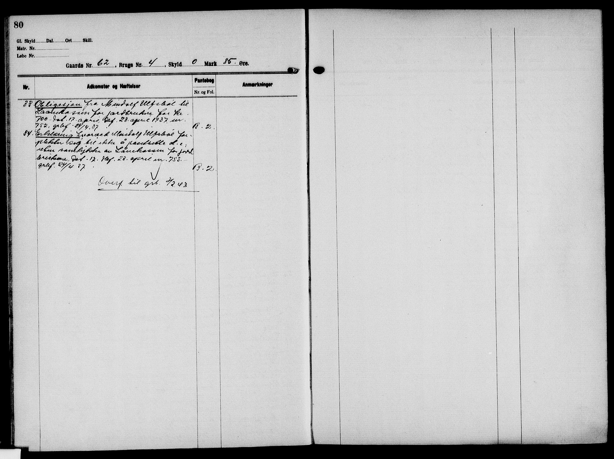 Solør tingrett, AV/SAH-TING-008/H/Ha/Hak/L0005: Panteregister nr. V, 1900-1935, s. 80