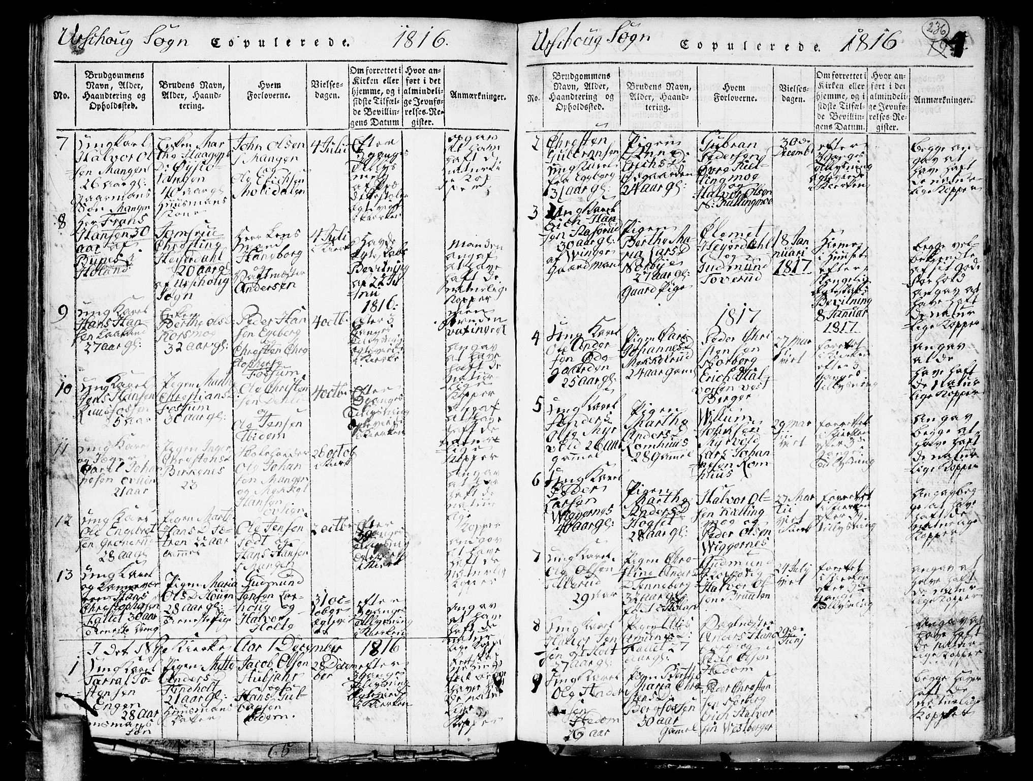 Aurskog prestekontor Kirkebøker, AV/SAO-A-10304a/G/Ga/L0001: Klokkerbok nr. I 1, 1814-1829, s. 236