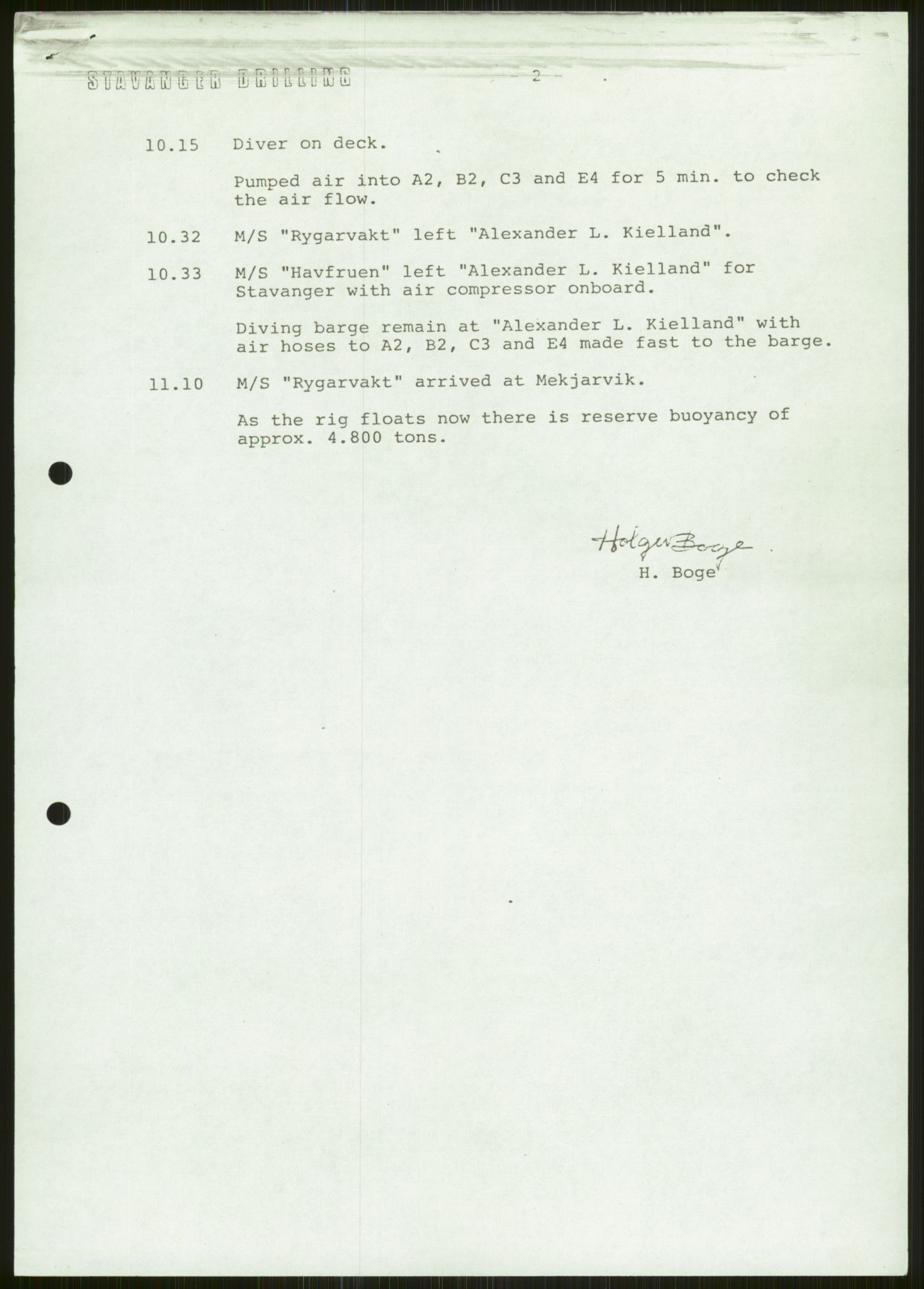 Justisdepartementet, Granskningskommisjonen ved Alexander Kielland-ulykken 27.3.1980, AV/RA-S-1165/D/L0006: A Alexander L. Kielland (Doku.liste + A3-A6, A11-A13, A18-A20-A21, A23, A31 av 31)/Dykkerjournaler, 1980-1981, s. 137