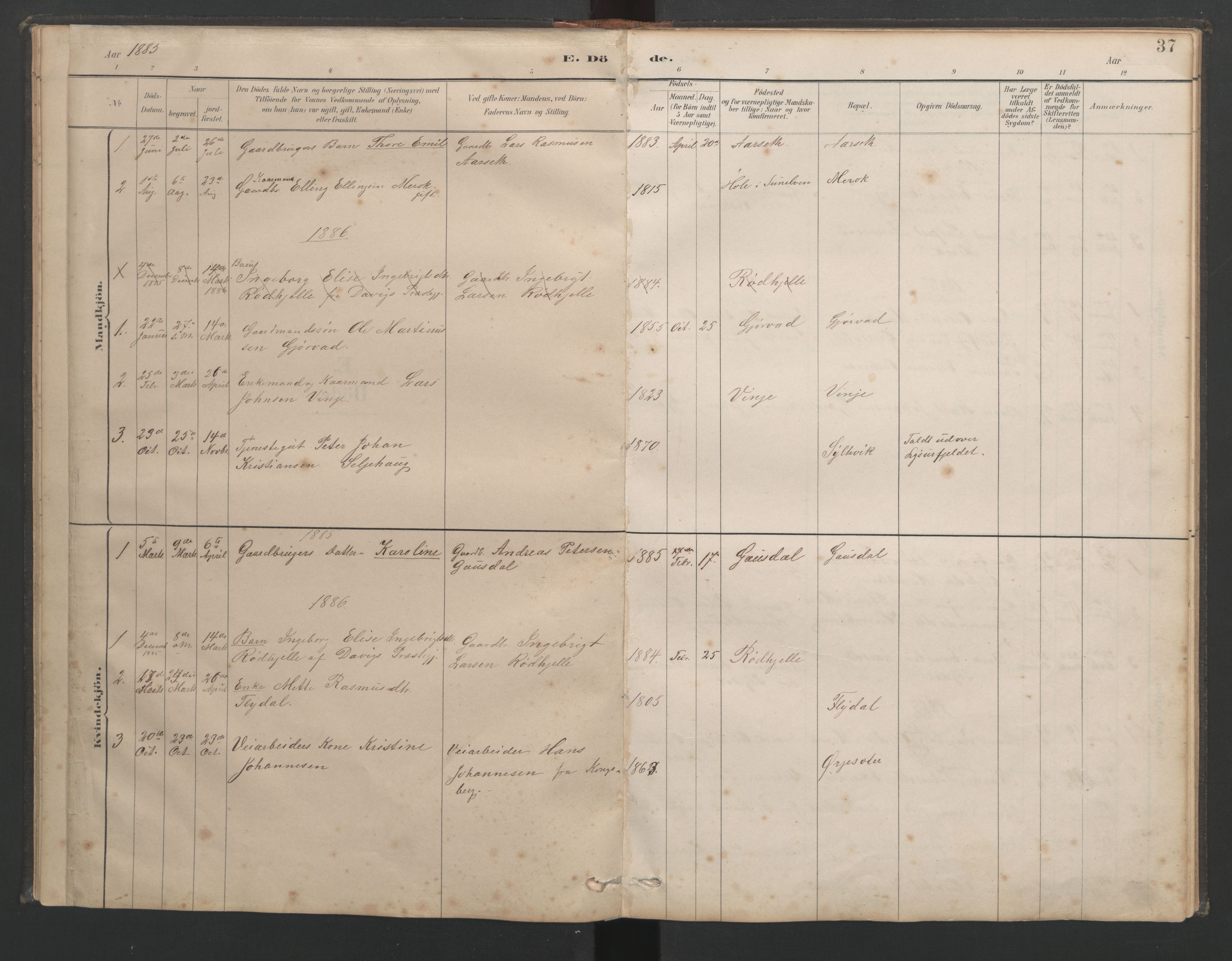 Ministerialprotokoller, klokkerbøker og fødselsregistre - Møre og Romsdal, AV/SAT-A-1454/518/L0237: Klokkerbok nr. 518C04, 1885-1963, s. 37