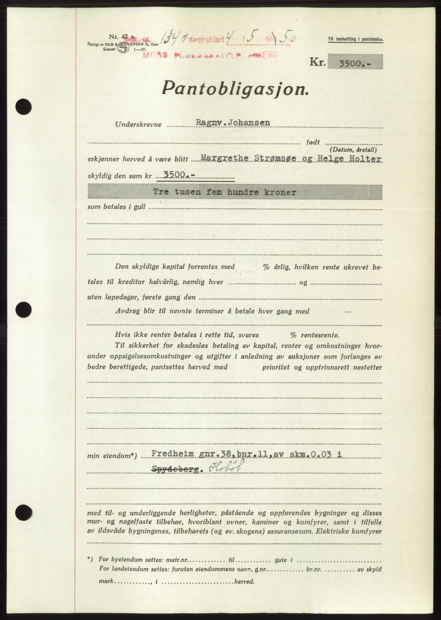 Moss sorenskriveri, AV/SAO-A-10168: Pantebok nr. B24, 1950-1950, Dagboknr: 1347/1950