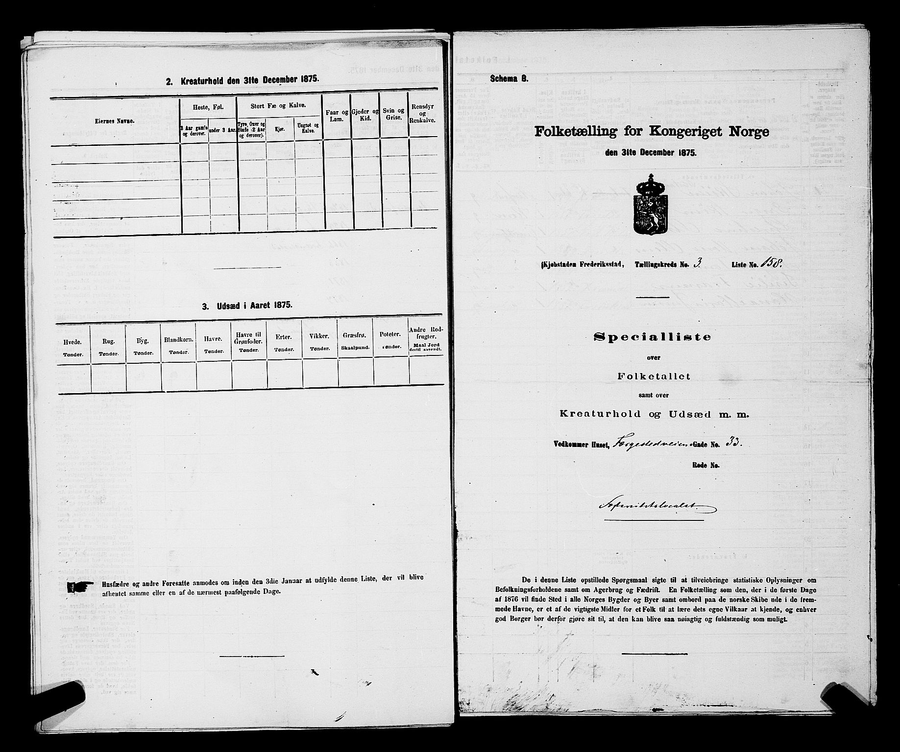 RA, Folketelling 1875 for 0103B Fredrikstad prestegjeld, Fredrikstad kjøpstad, 1875, s. 493