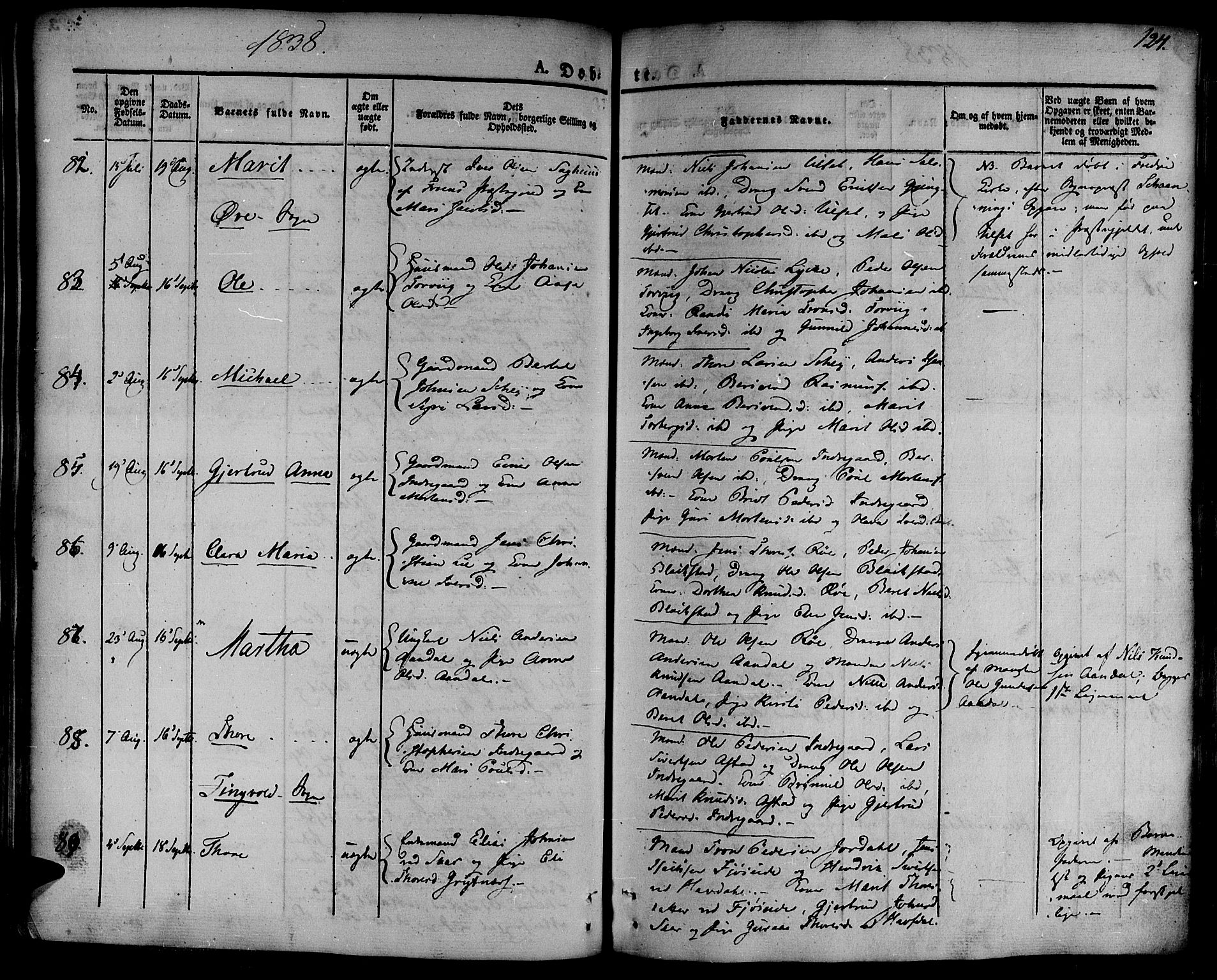 Ministerialprotokoller, klokkerbøker og fødselsregistre - Møre og Romsdal, AV/SAT-A-1454/586/L0983: Ministerialbok nr. 586A09, 1829-1843, s. 124