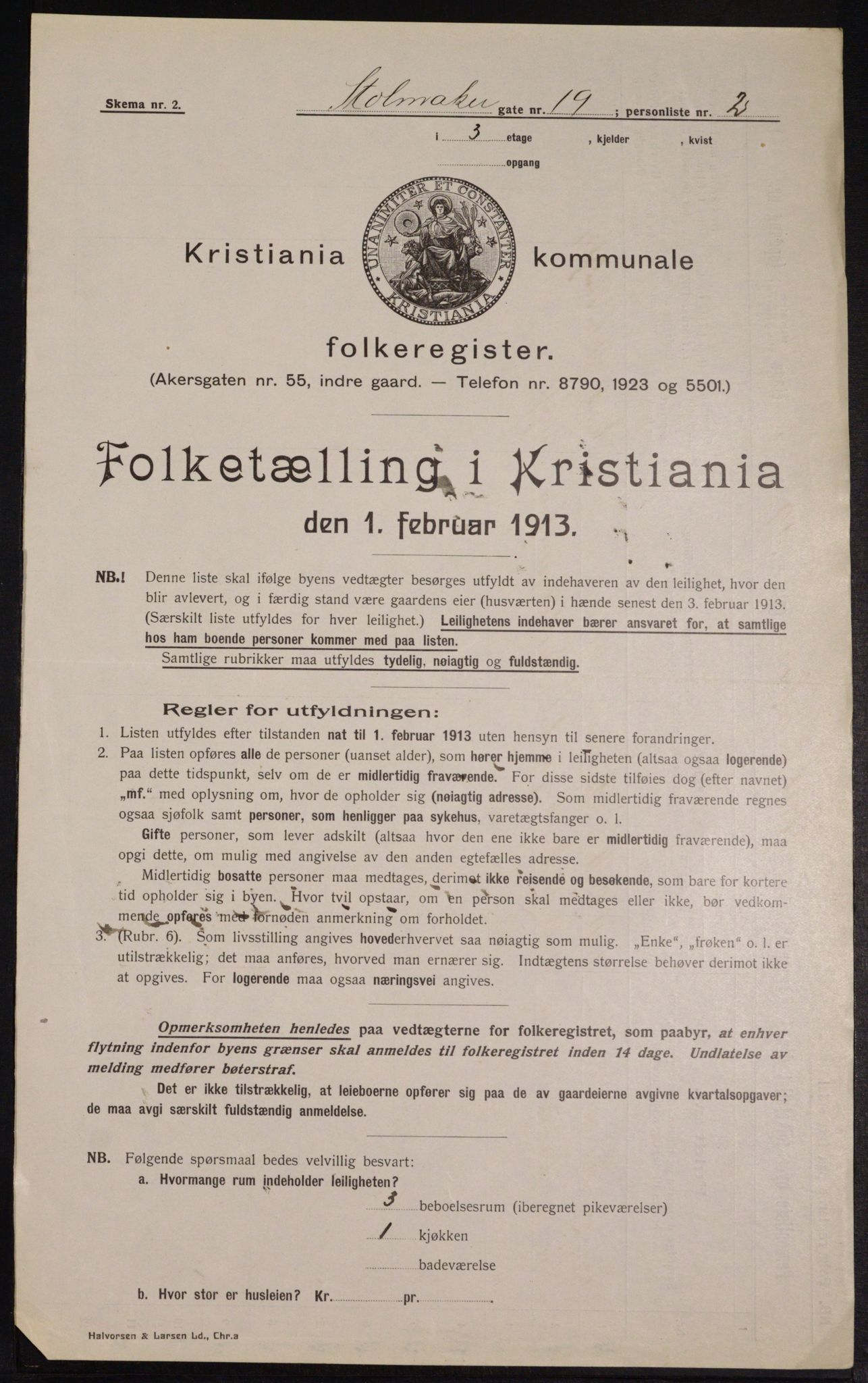 OBA, Kommunal folketelling 1.2.1913 for Kristiania, 1913, s. 102905