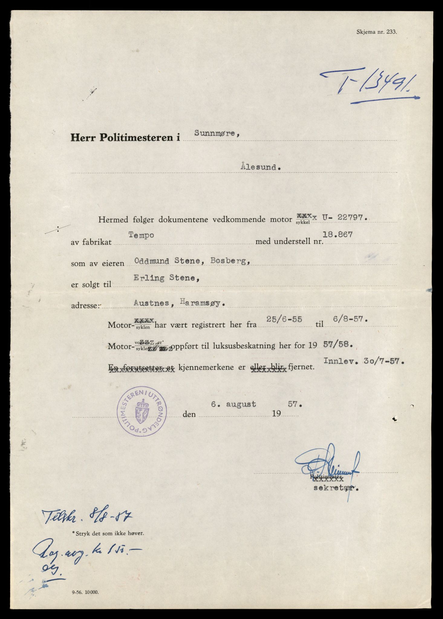 Møre og Romsdal vegkontor - Ålesund trafikkstasjon, AV/SAT-A-4099/F/Fe/L0039: Registreringskort for kjøretøy T 13361 - T 13530, 1927-1998, s. 2295
