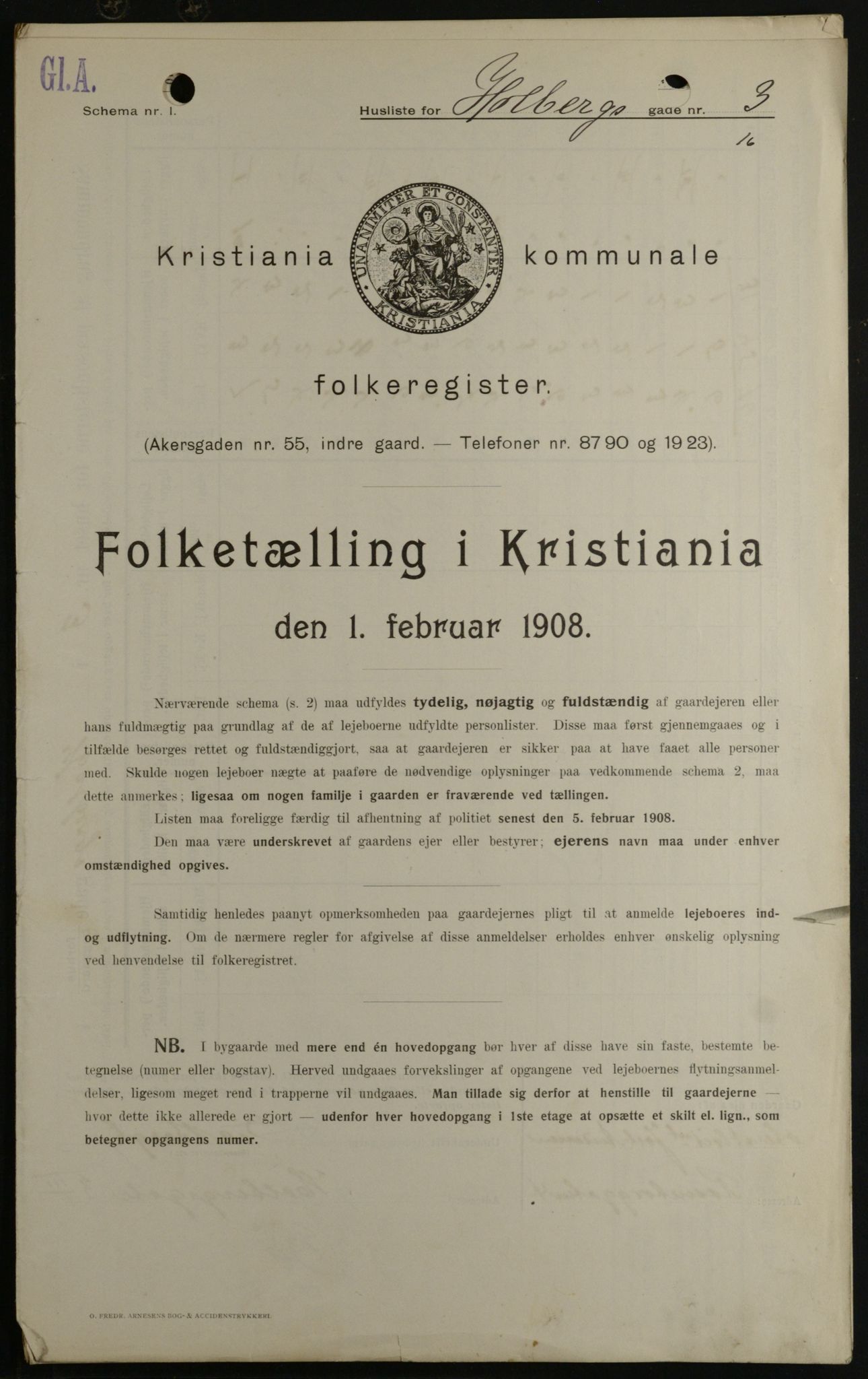 OBA, Kommunal folketelling 1.2.1908 for Kristiania kjøpstad, 1908, s. 36190