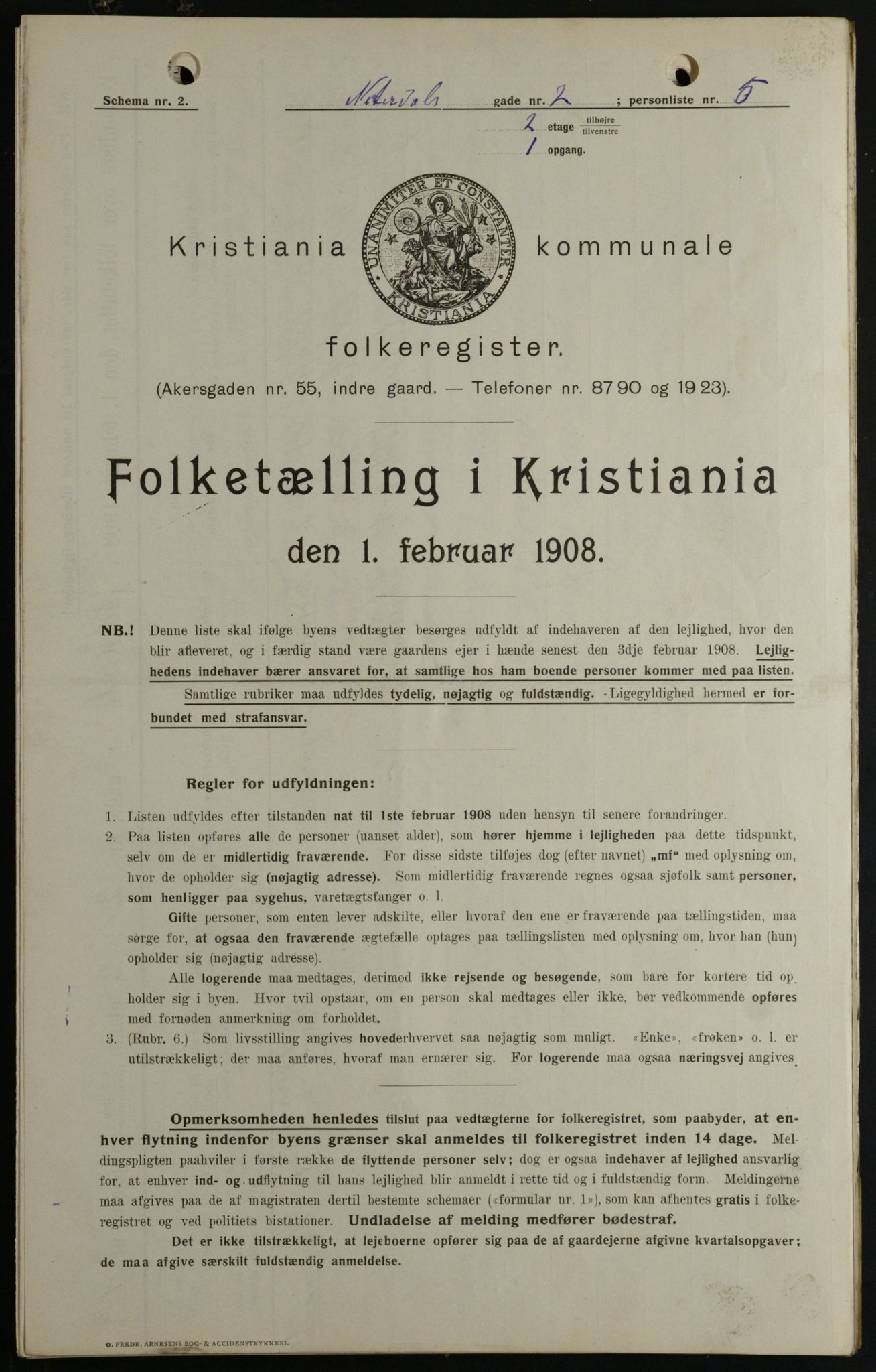 OBA, Kommunal folketelling 1.2.1908 for Kristiania kjøpstad, 1908, s. 63887