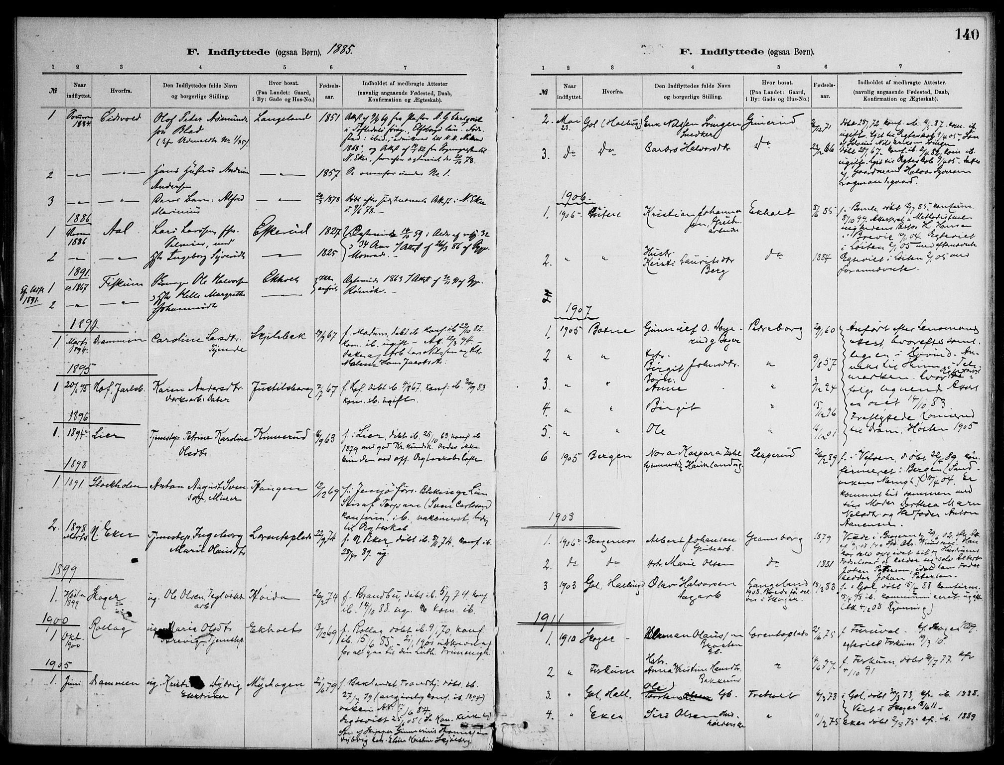 Skoger kirkebøker, AV/SAKO-A-59/F/Fb/L0001: Ministerialbok nr. II 1, 1885-1913, s. 140