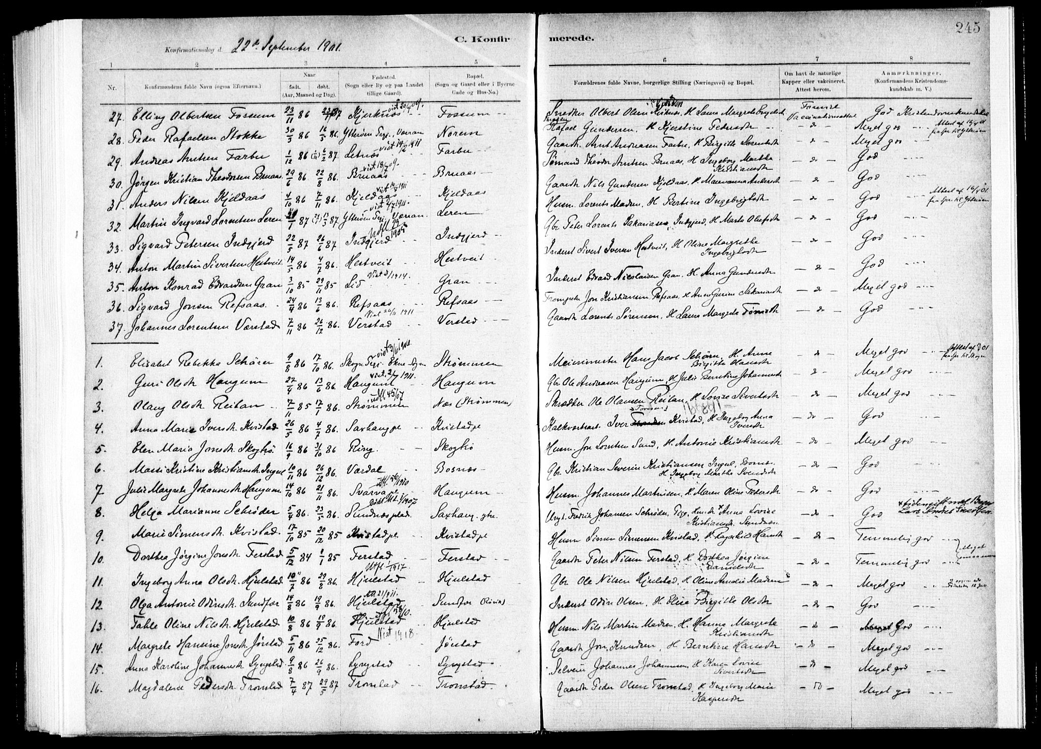 Ministerialprotokoller, klokkerbøker og fødselsregistre - Nord-Trøndelag, SAT/A-1458/730/L0285: Ministerialbok nr. 730A10, 1879-1914, s. 245